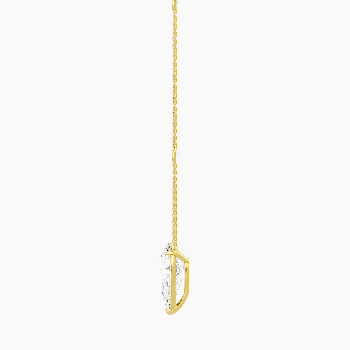 Solitaire with Sautoir | 18k Yellow Gold 5 ct White Lab Diamond Pear Pendant