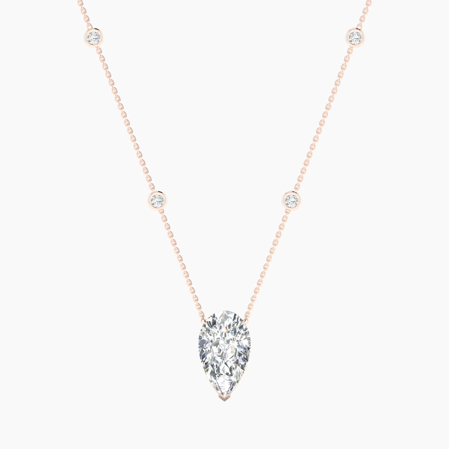 Solitaire with Sautoir | 18k Rose Gold 5 ct Lab Diamond Pear Cut Pendant