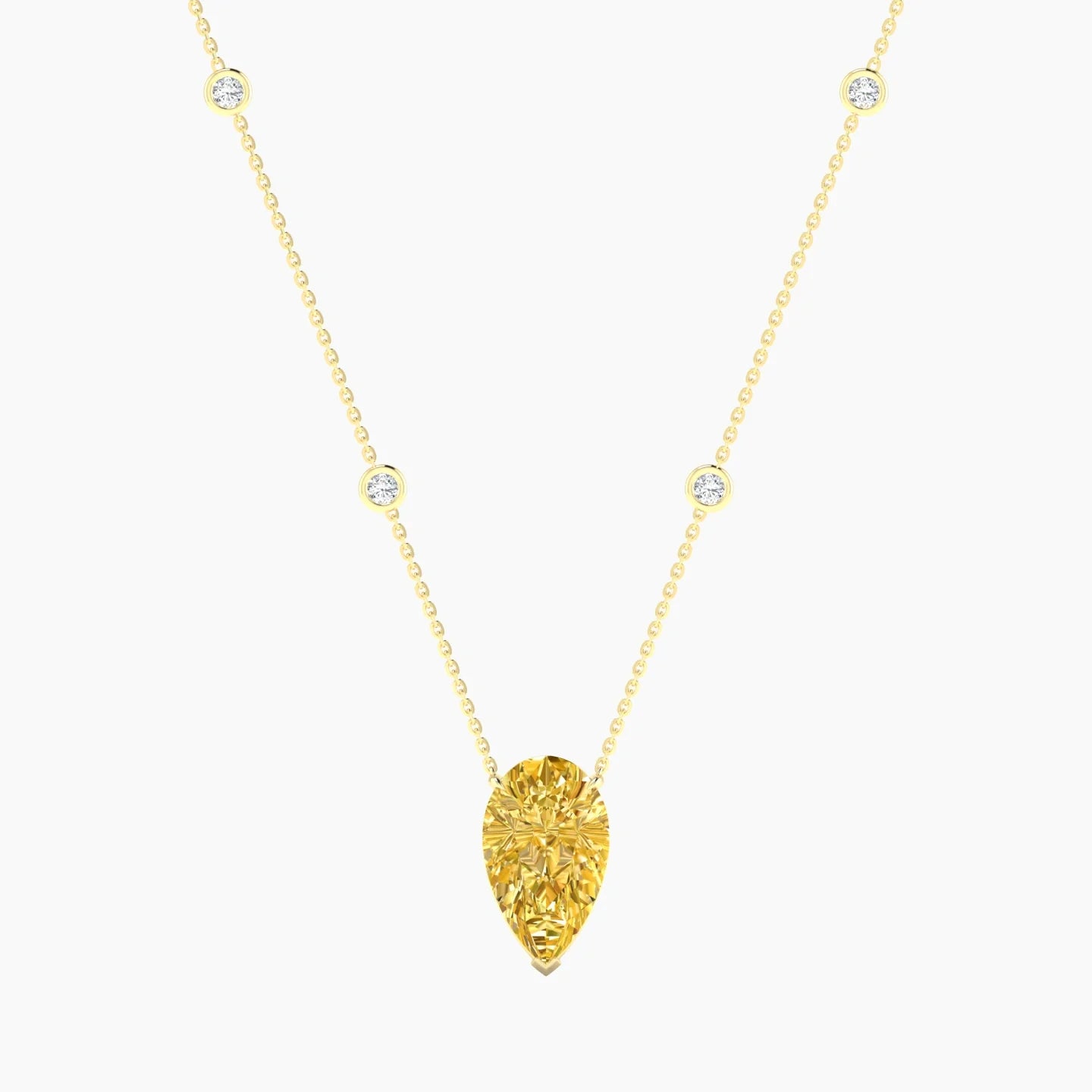 Solitaire with Sautoir | 18k Yellow Gold 5 ct Yellow Lab Diamond Pear Cut Pendant