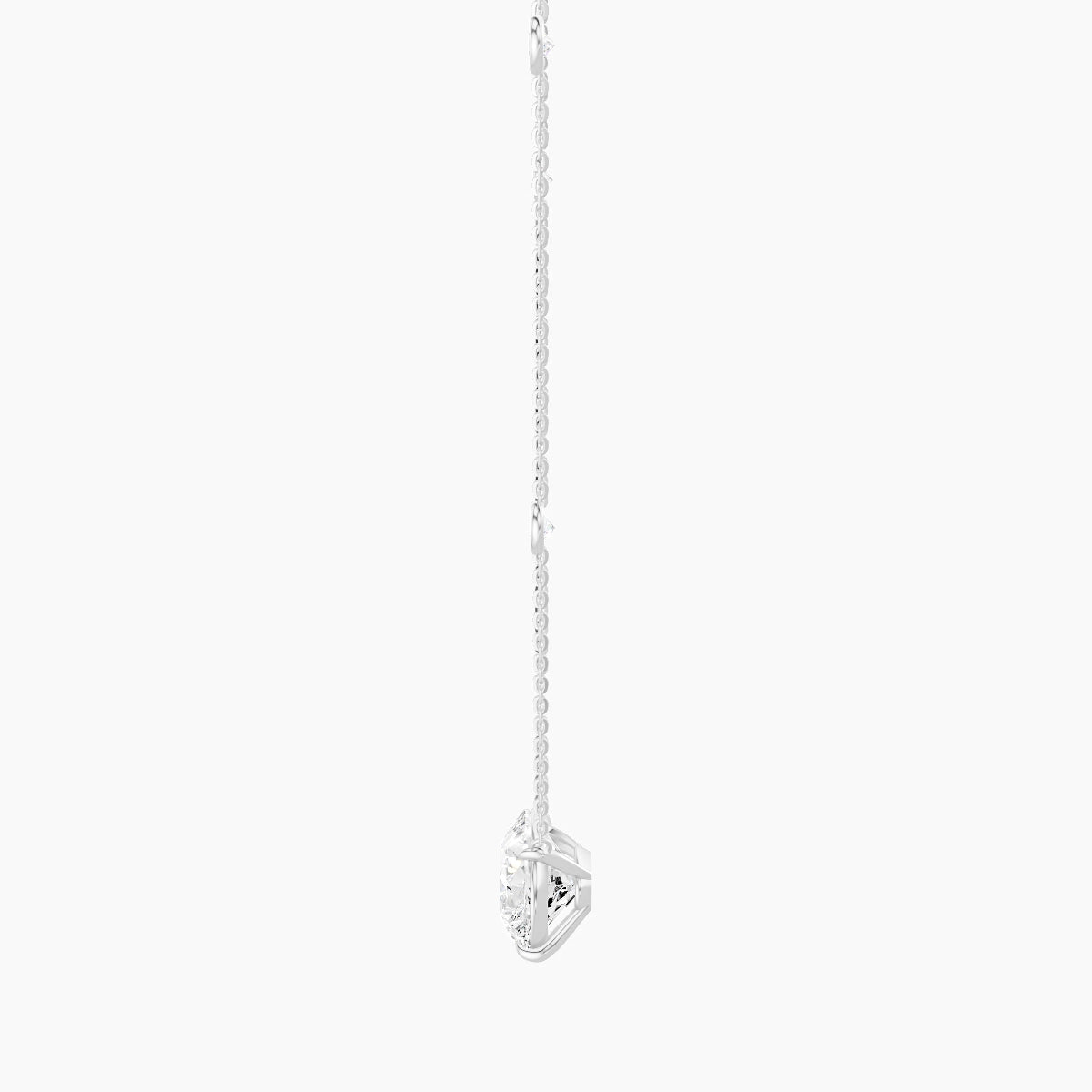 Solitaire with Sautoir | 18k White Gold 5 ct White Lab Diamond Pear Pendant