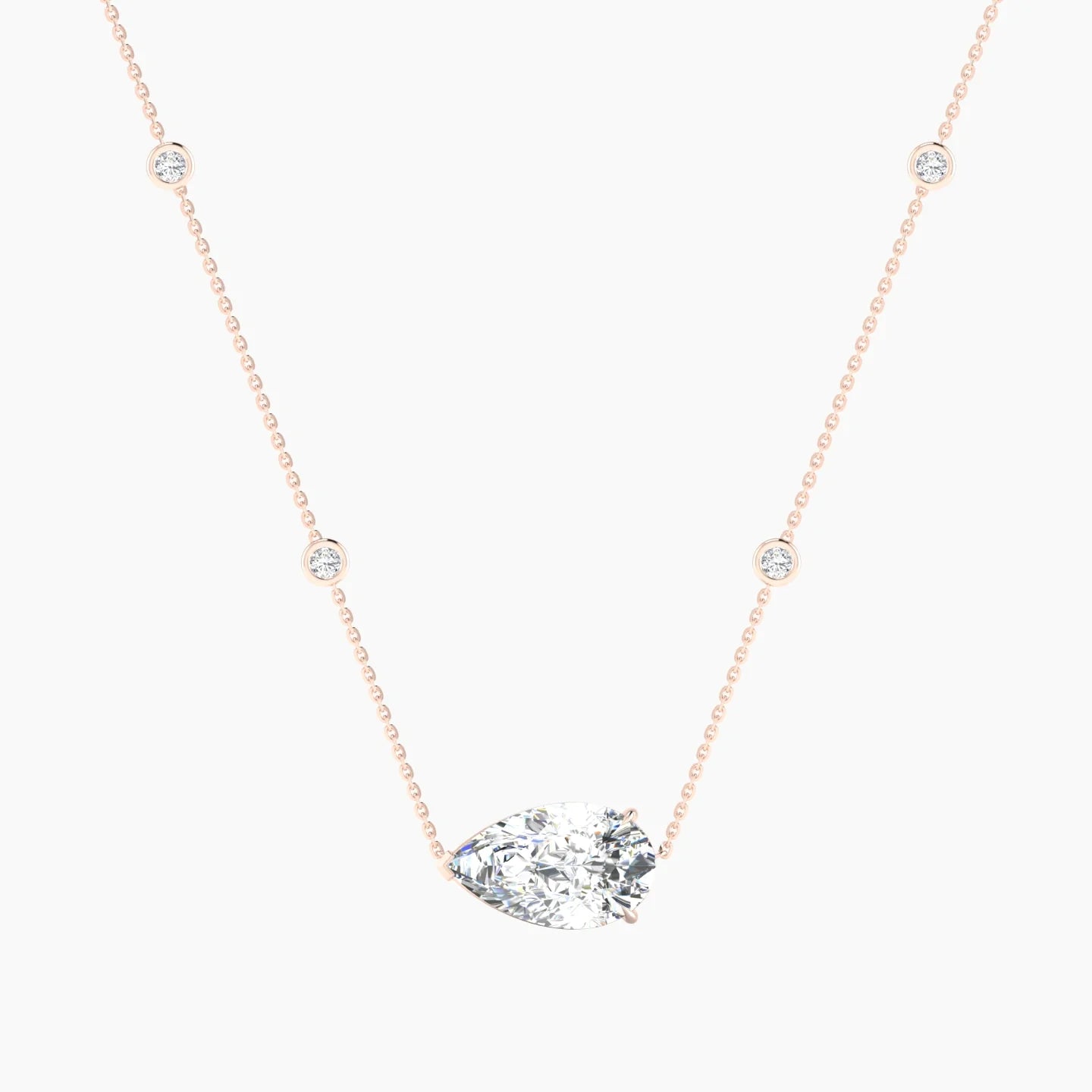 Solitaire with Sautoir | 18k Rose Gold 5 ct Lab Diamond Pear Cut Pendant