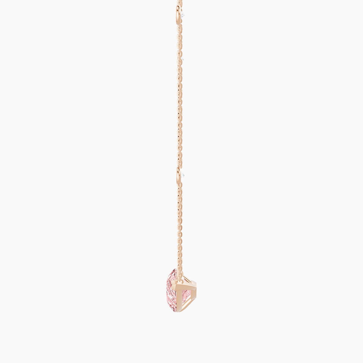 Solitaire with Sautoir | 18k Rose Gold 5 ct Pink Lab Diamond Pear Pendant