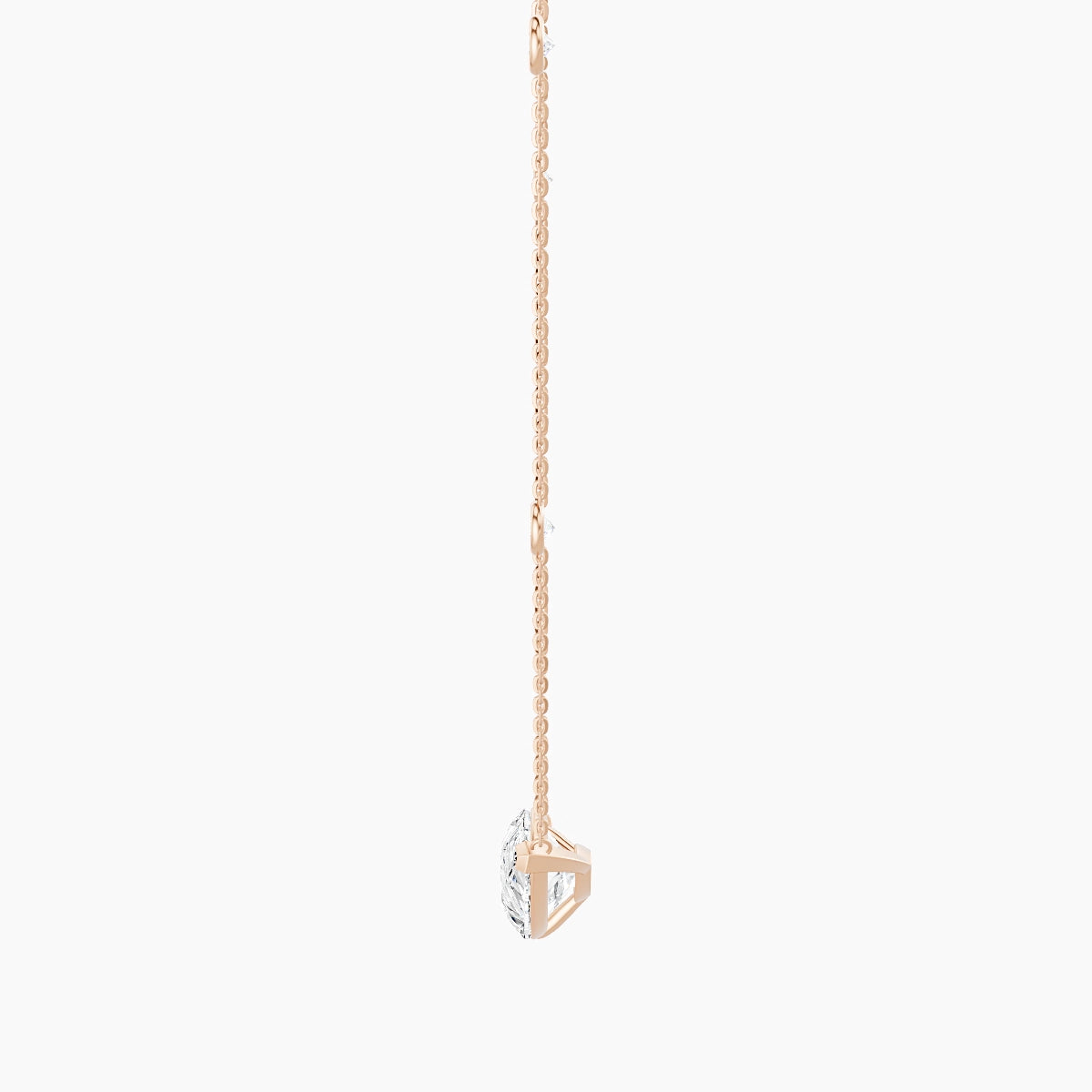 Solitaire with Sautoir | 18k Rose Gold 5 ct White Lab Diamond Pear Pendant