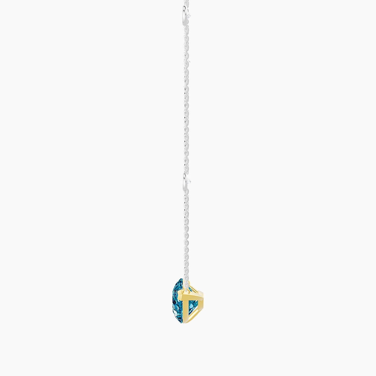 Solitaire with Sautoir | 18k White & Yellow Gold 5 ct Blue Lab Diamond Pear Pendant