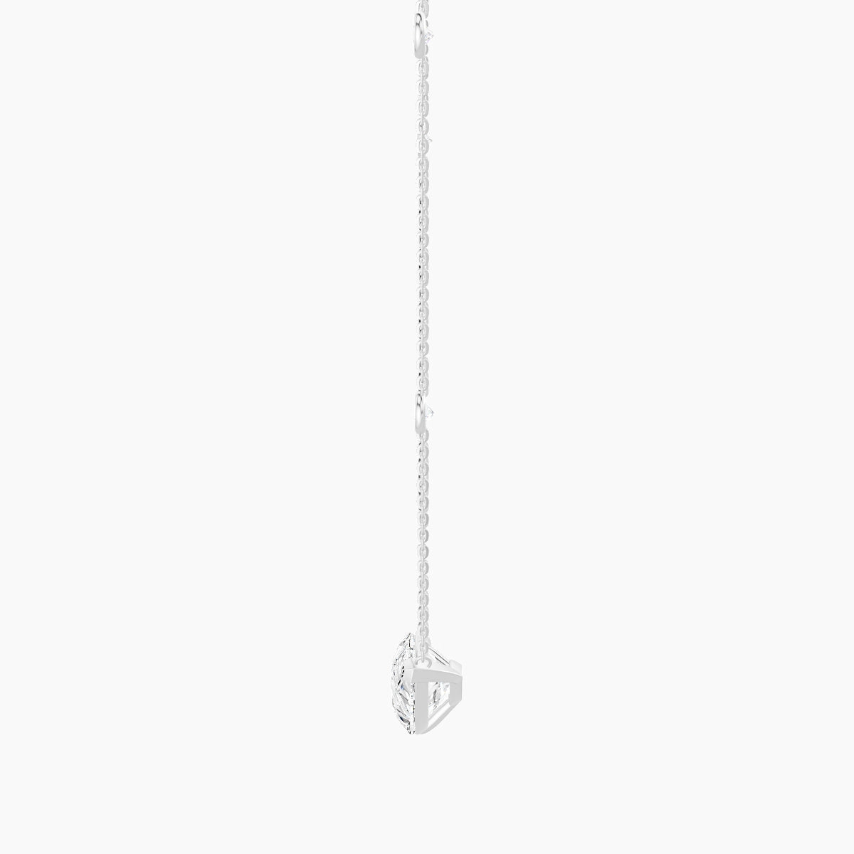 Solitaire with Sautoir | 18k White Gold 5 ct White Lab Diamond Pear Pendant