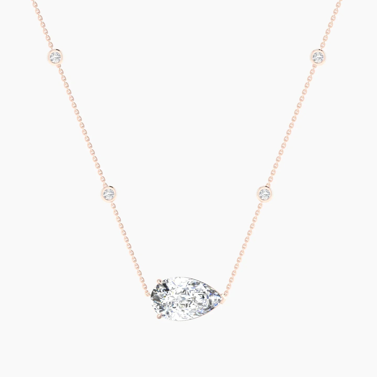 Solitaire with Sautoir | 18k Rose Gold 5 ct Lab Diamond Pear Cut Pendant