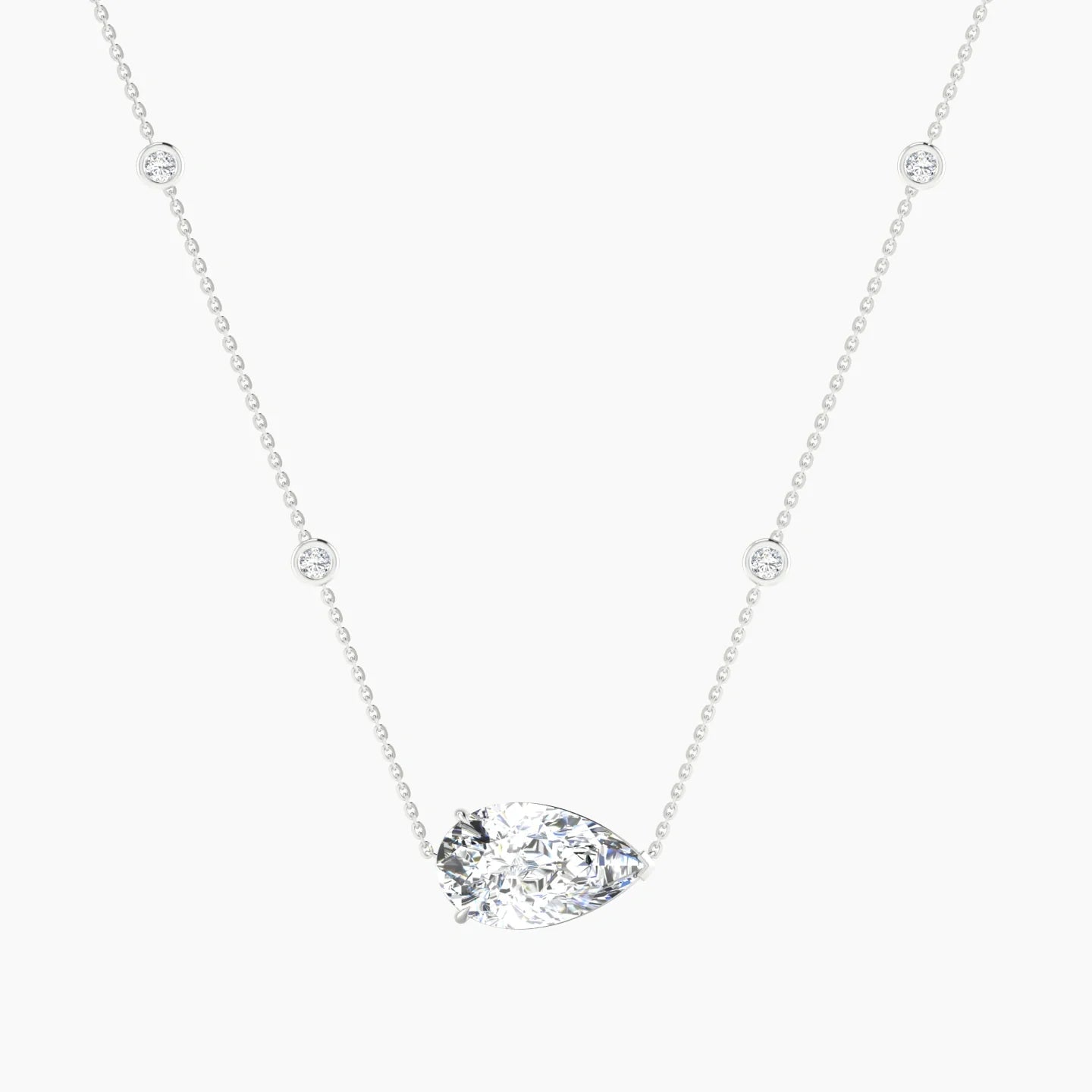 Solitaire with Sautoir | 18k White Gold 5 ct Lab Diamond Pear Cut Pendant