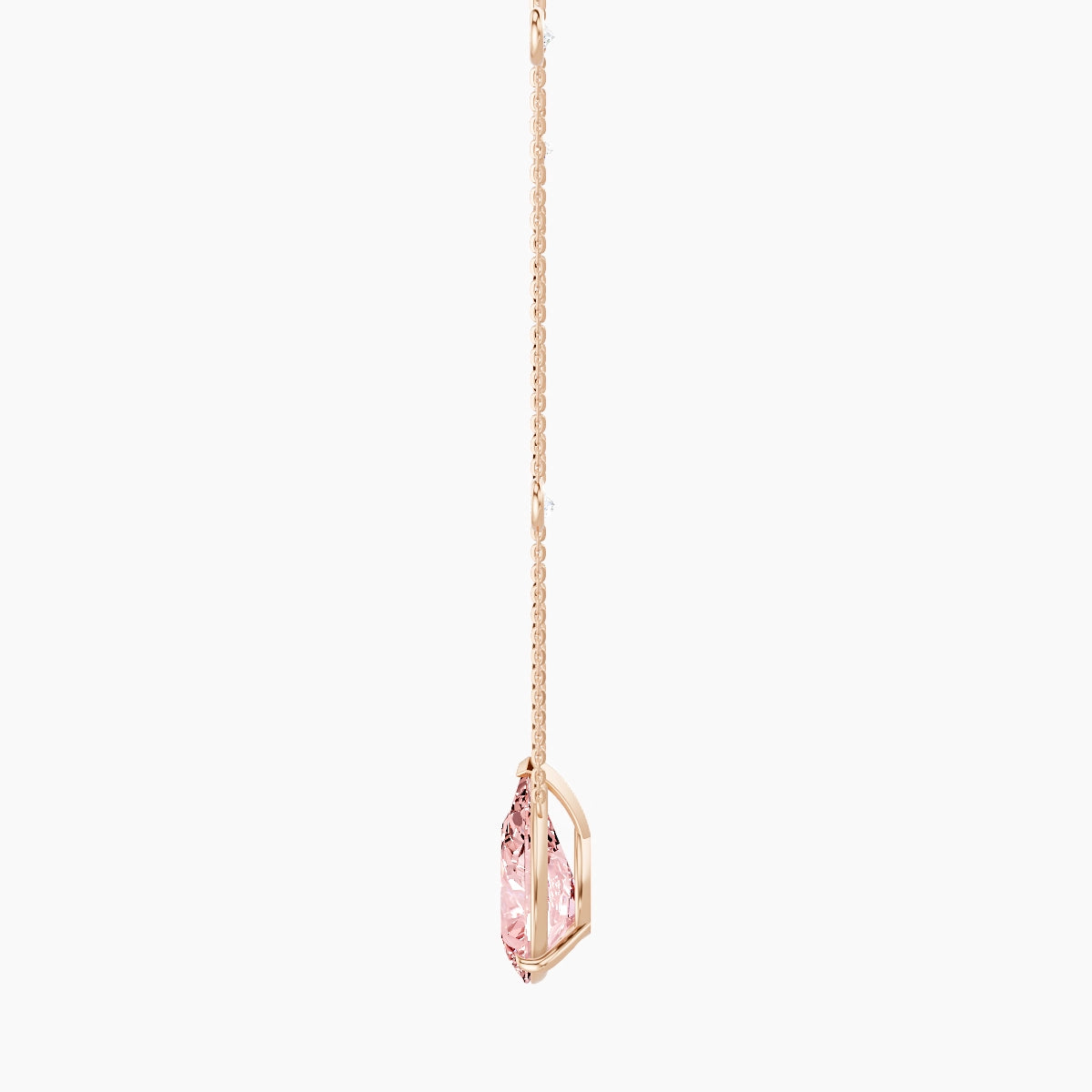 Solitaire with Sautoir | 18k Rose Gold 5 ct Pink Lab Diamond Pear Pendant