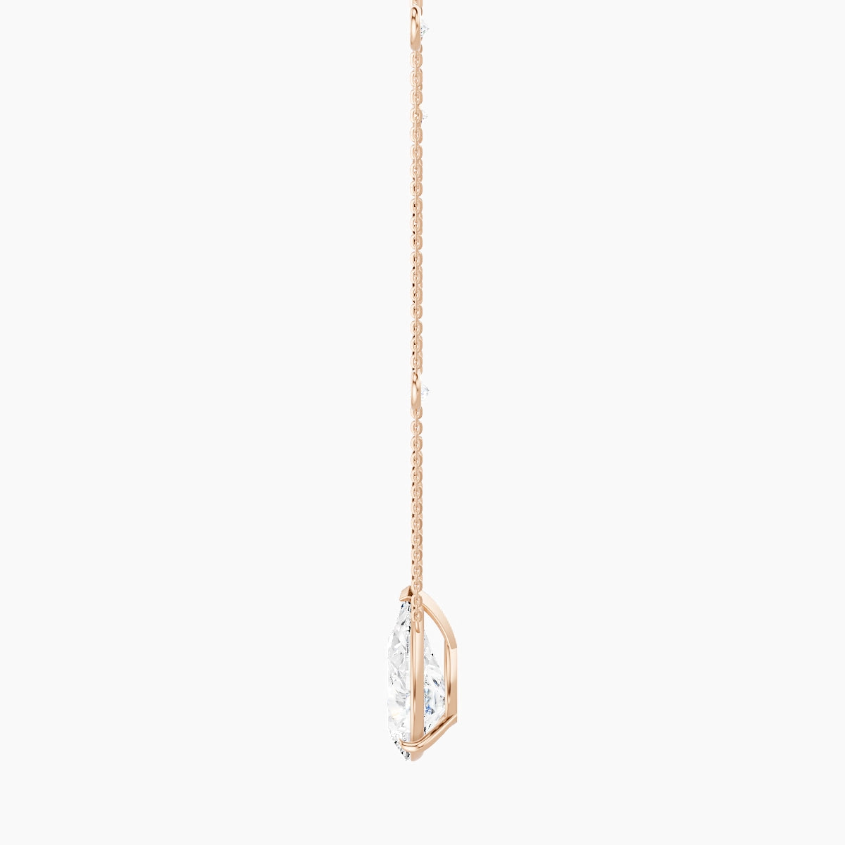Solitaire with Sautoir | 18k Rose Gold 5 ct White Lab Diamond Pear Pendant