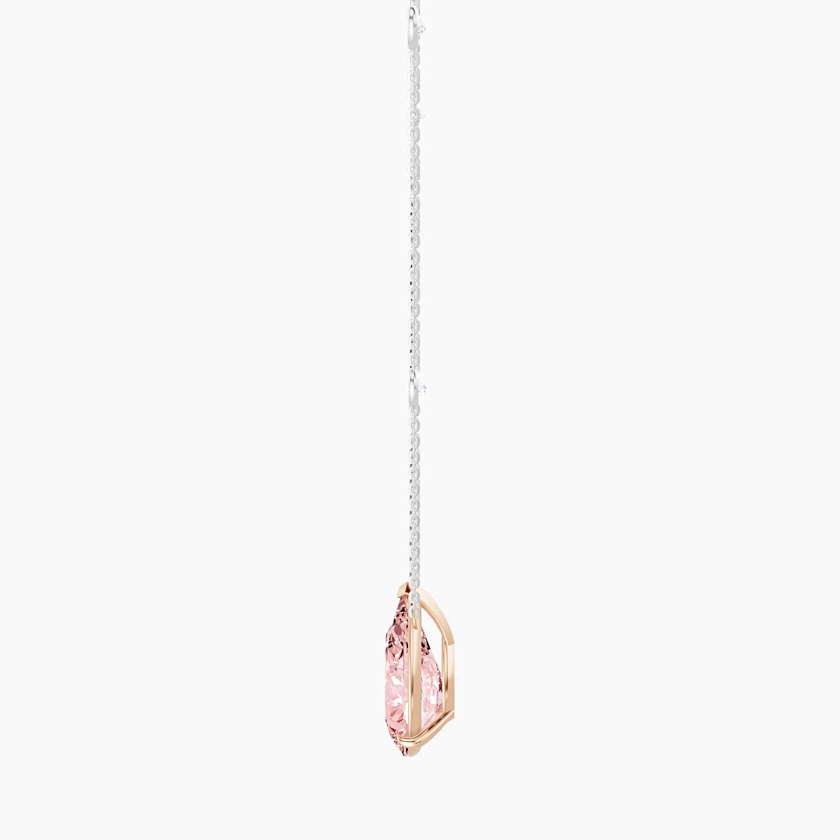 Solitaire with Sautoir | 18k White & Rose Gold 5 ct Pink Lab Diamond Pear Pendant