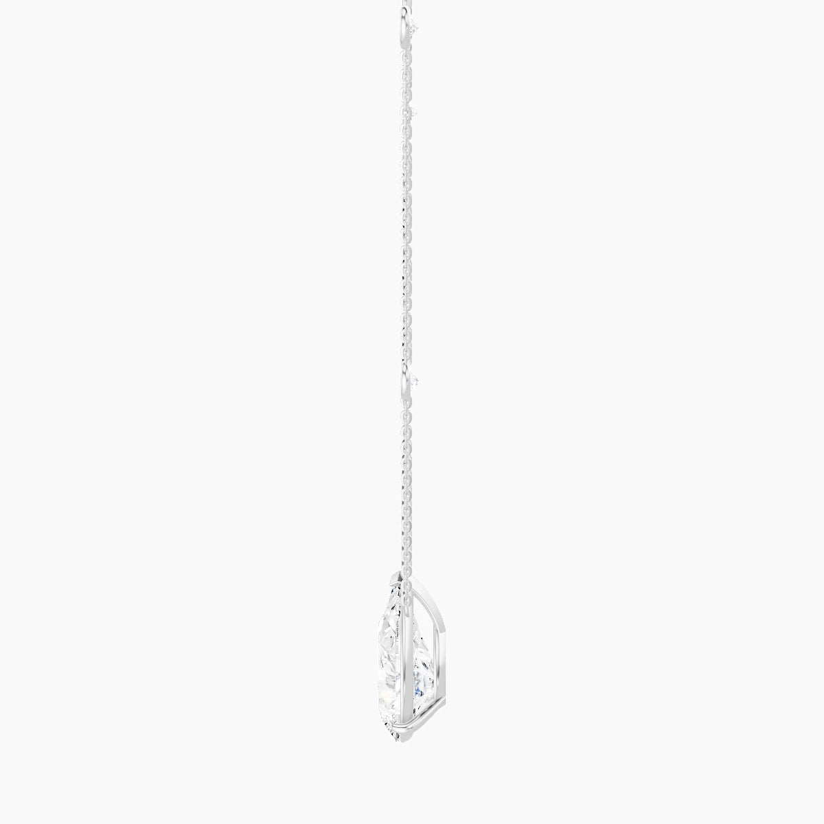 Solitaire with Sautoir | 18k White Gold 5 ct White Lab Diamond Pear Pendant