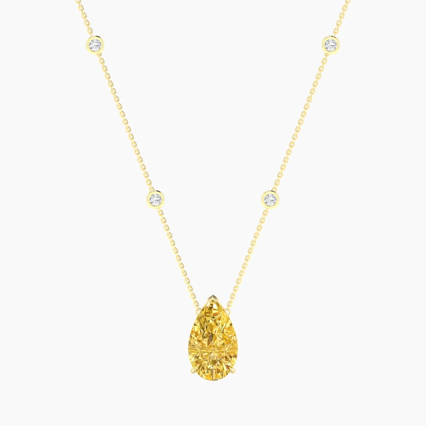 Solitaire with Sautoir | 18k Yellow Gold 5 ct Yellow Lab Diamond Pear Cut Pendant