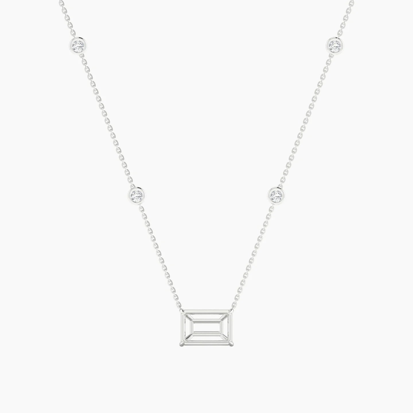 Solitaire with Sautoir | 18k White Gold 3-4.99 ct Radiant Cut Pendant Setting