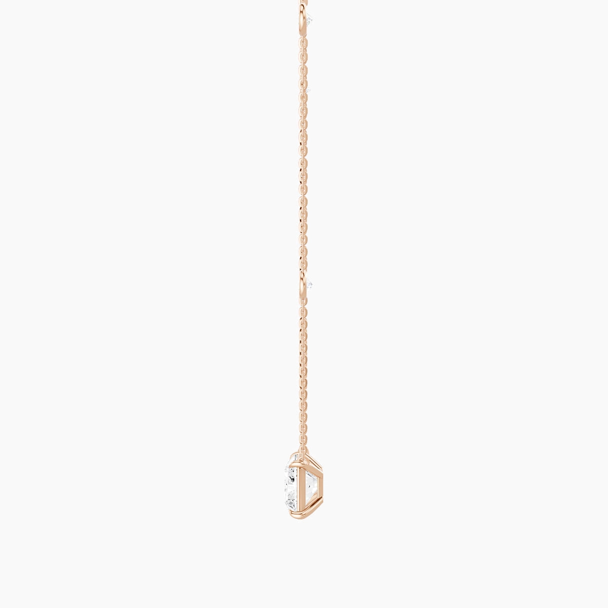 Solitaire with Sautoir | 18k Rose Gold 3 ct White Lab Diamond Radiant Pendant