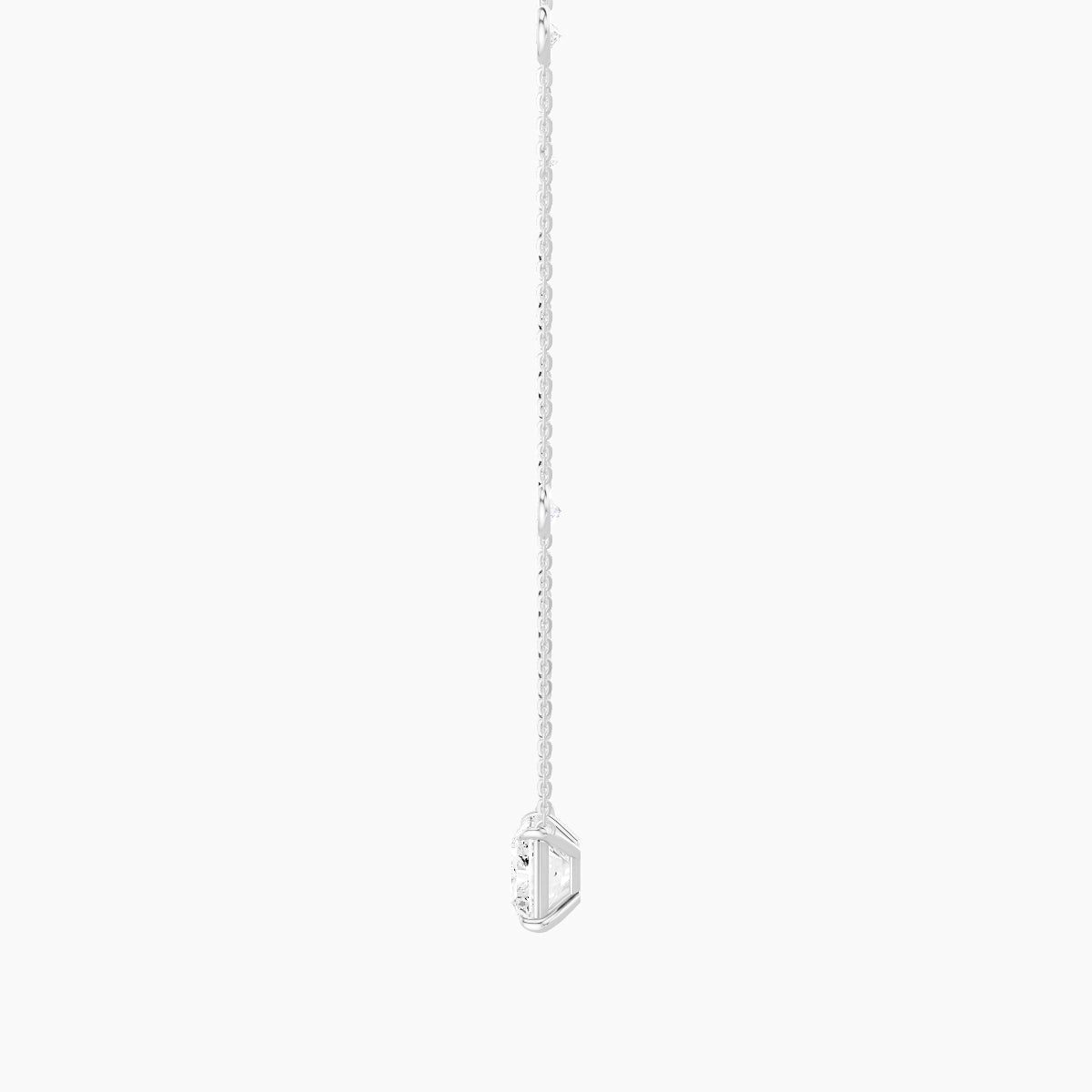 Solitaire with Sautoir | 18k White Gold 3 ct White Lab Diamond Radiant Pendant