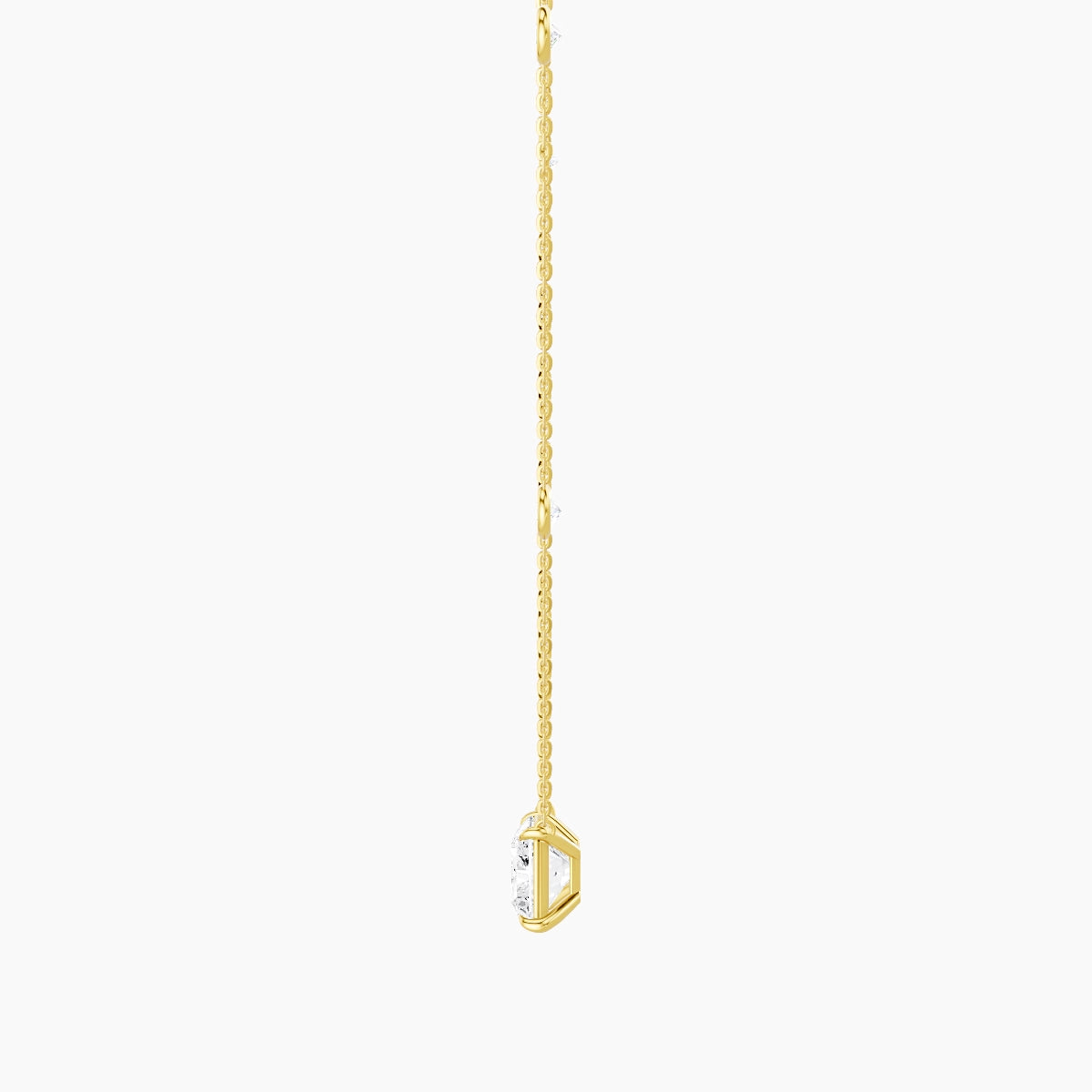 Solitaire with Sautoir | 18k Yellow Gold 3 ct White Lab Diamond Radiant Pendant