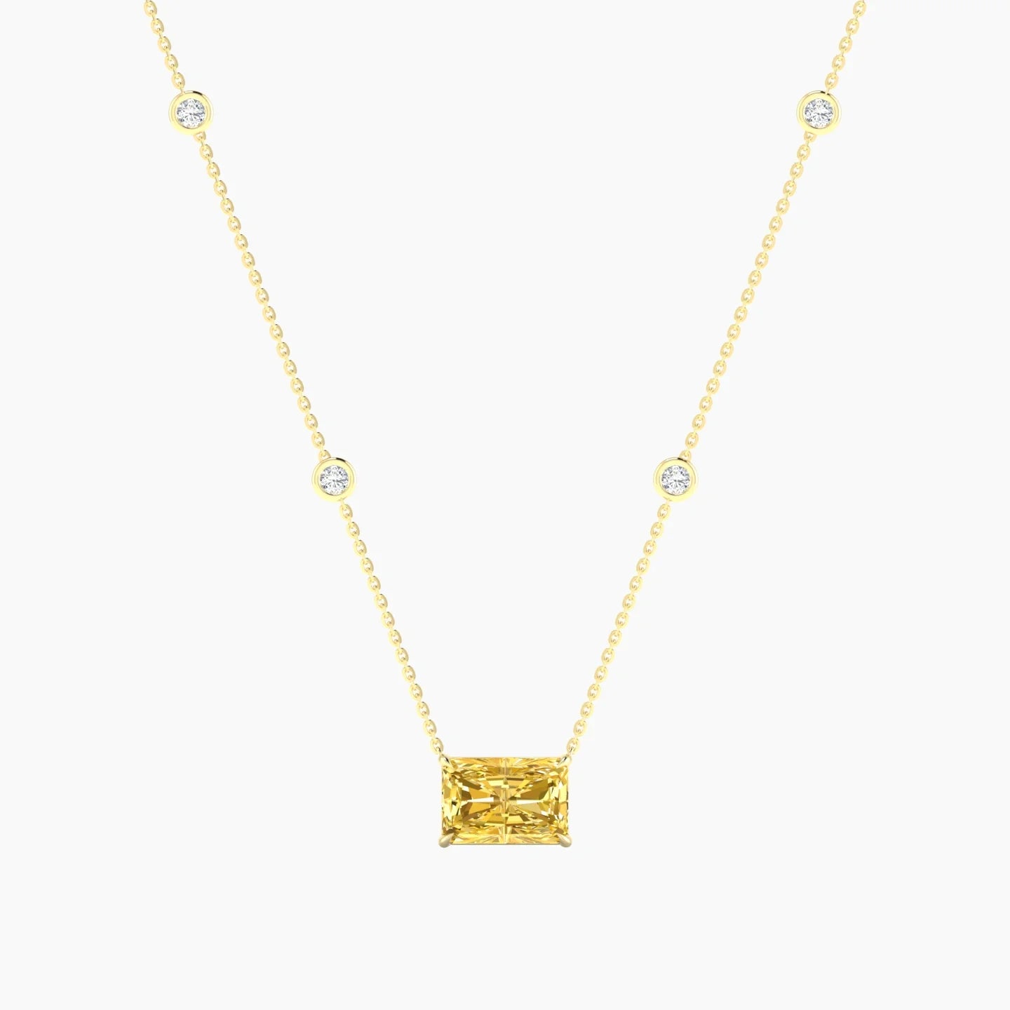 Solitaire with Sautoir | 18k Yellow Gold 3 ct Yellow Lab Diamond Radiant Cut Pendant