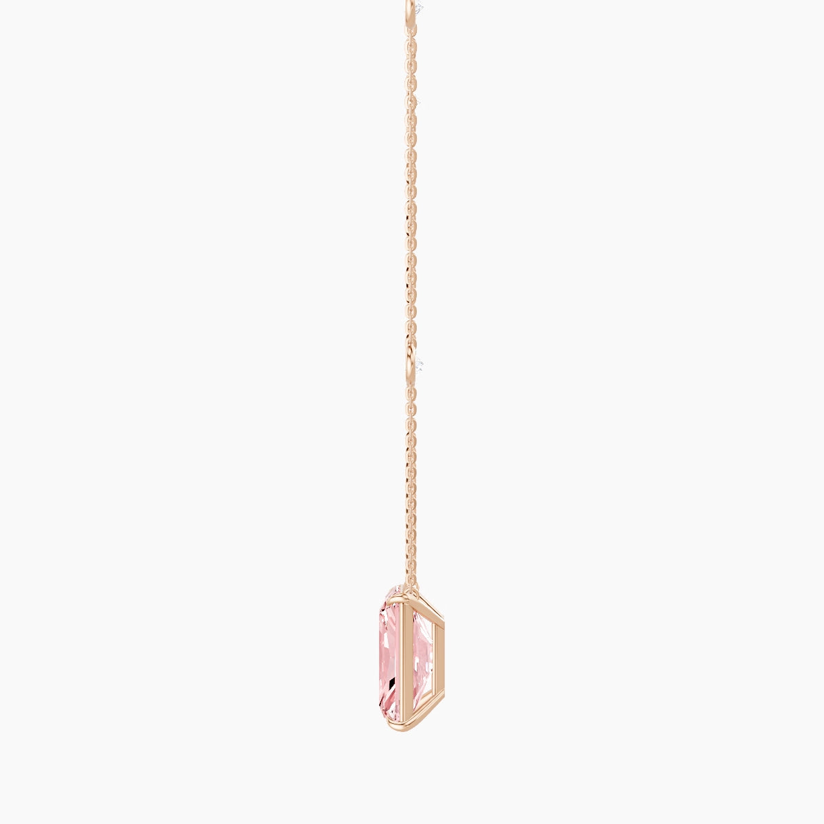 Solitaire with Sautoir | 18k Rose Gold 5 ct Pink Lab Diamond Radiant Pendant