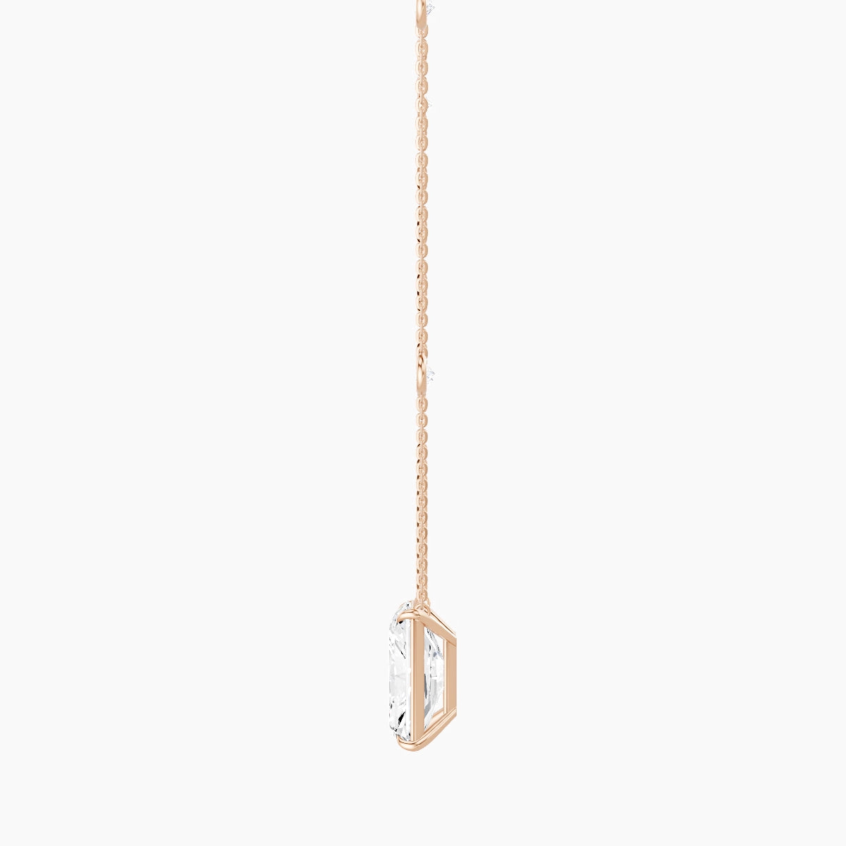 Solitaire with Sautoir | 18k Rose Gold 5 ct White Lab Diamond Radiant Pendant
