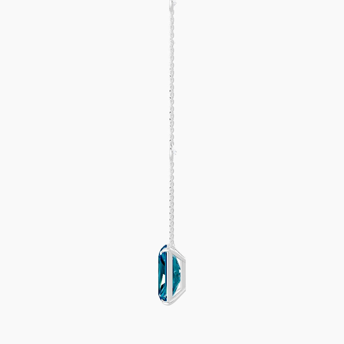Solitaire with Sautoir | 18k White Gold 5 ct Blue Lab Diamond Radiant Pendant