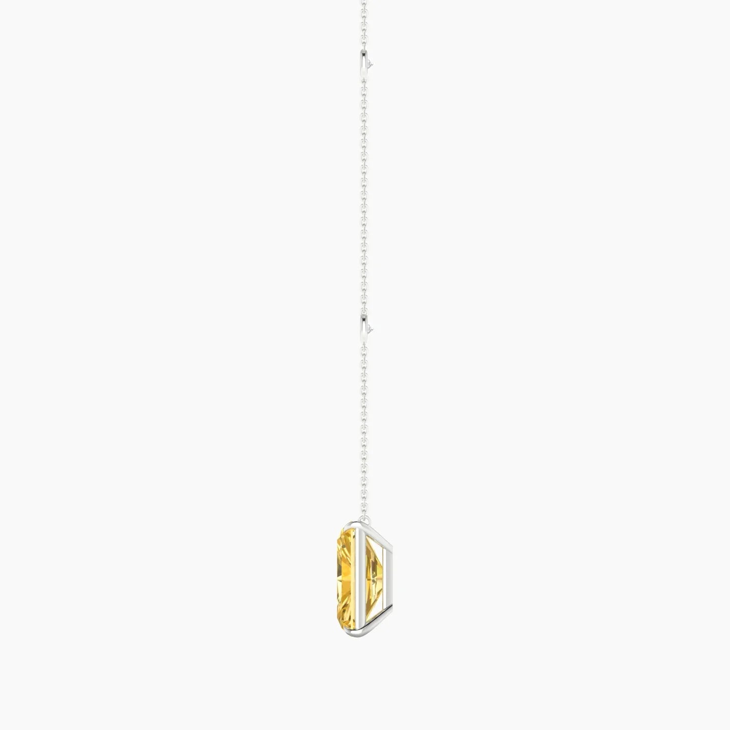Solitaire with Sautoir | 18k White Gold 5 ct Yellow Lab Diamond Radiant Cut Pendant