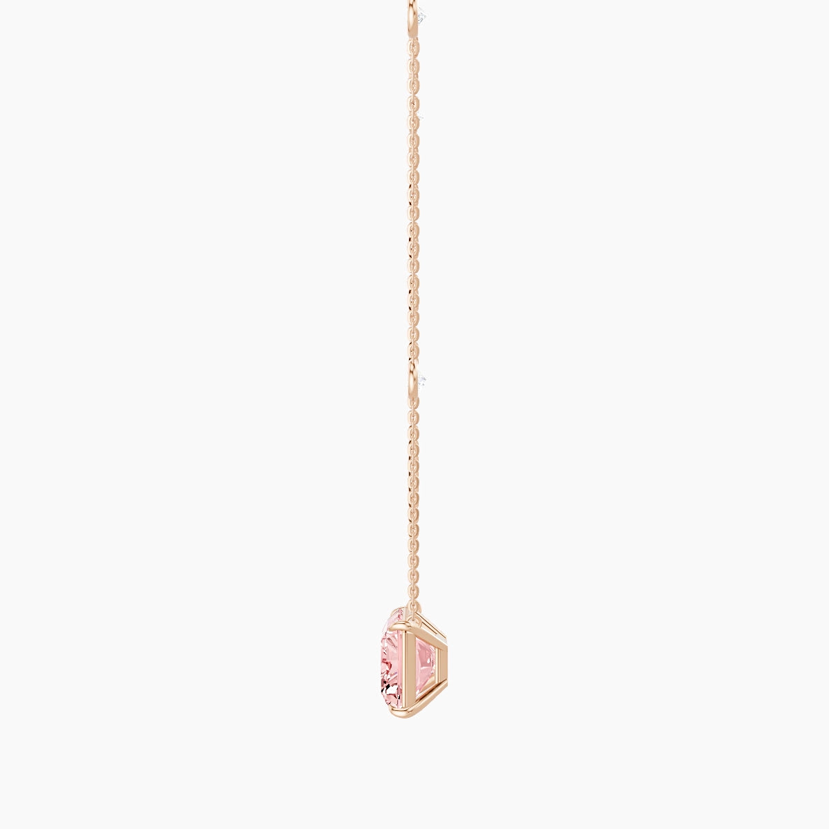 Solitaire with Sautoir | 18k Rose Gold 5 ct Pink Lab Diamond Radiant Pendant
