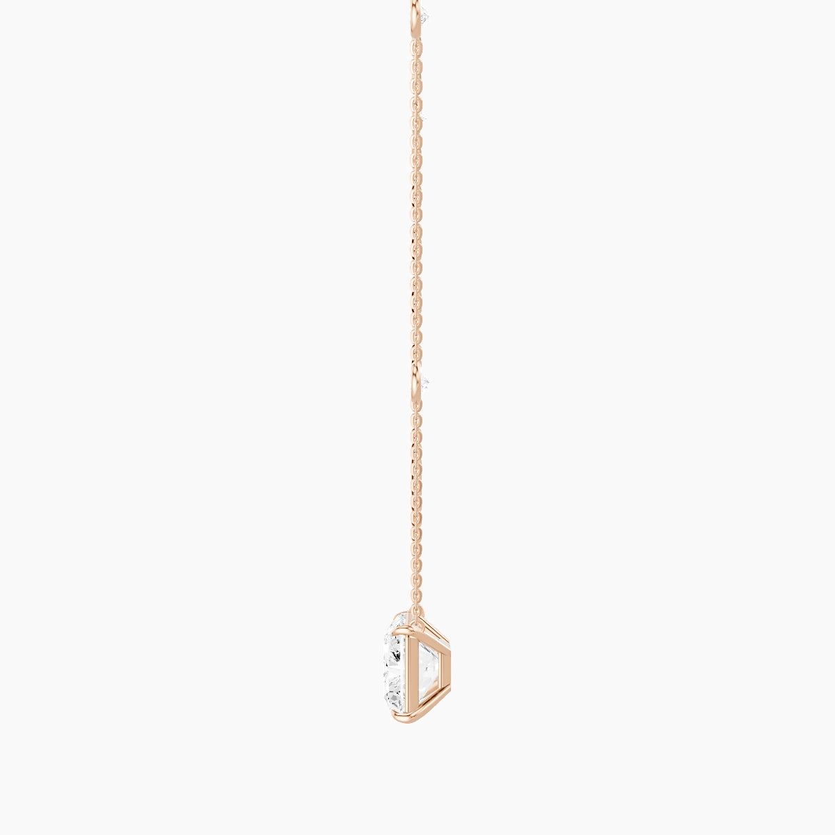 Solitaire with Sautoir | 18k Rose Gold 5 ct White Lab Diamond Radiant Pendant