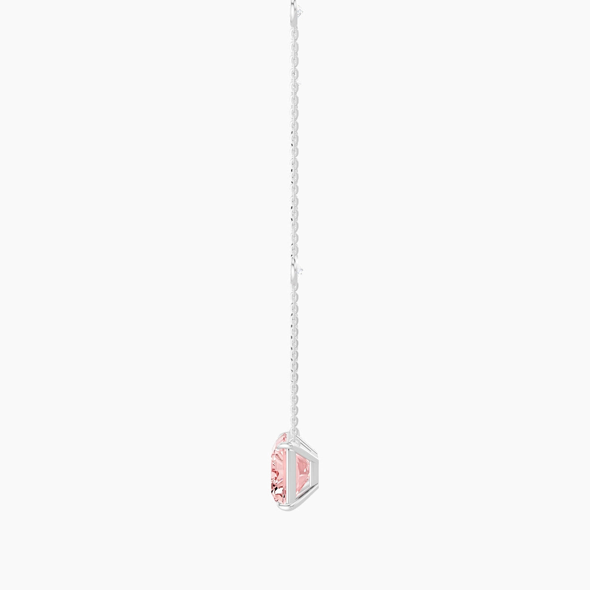 Solitaire with Sautoir | 18k White Gold 5 ct Pink Lab Diamond Radiant Pendant
