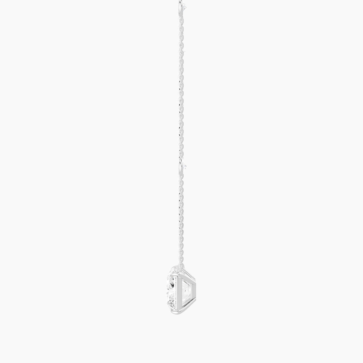 Solitaire with Sautoir | 18k White Gold 5 ct White Lab Diamond Radiant Pendant