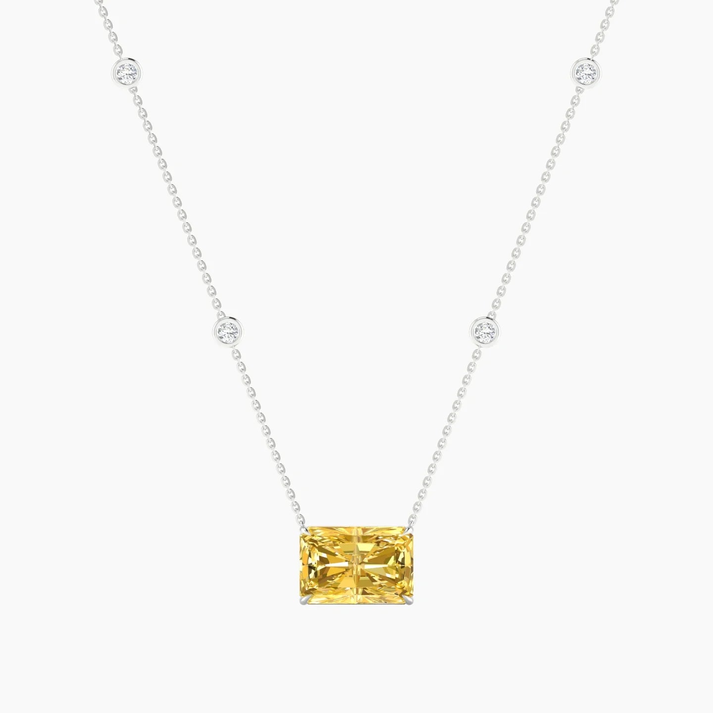 Solitaire with Sautoir | 18k White Gold 5 ct Yellow Lab Diamond Radiant Cut Pendant