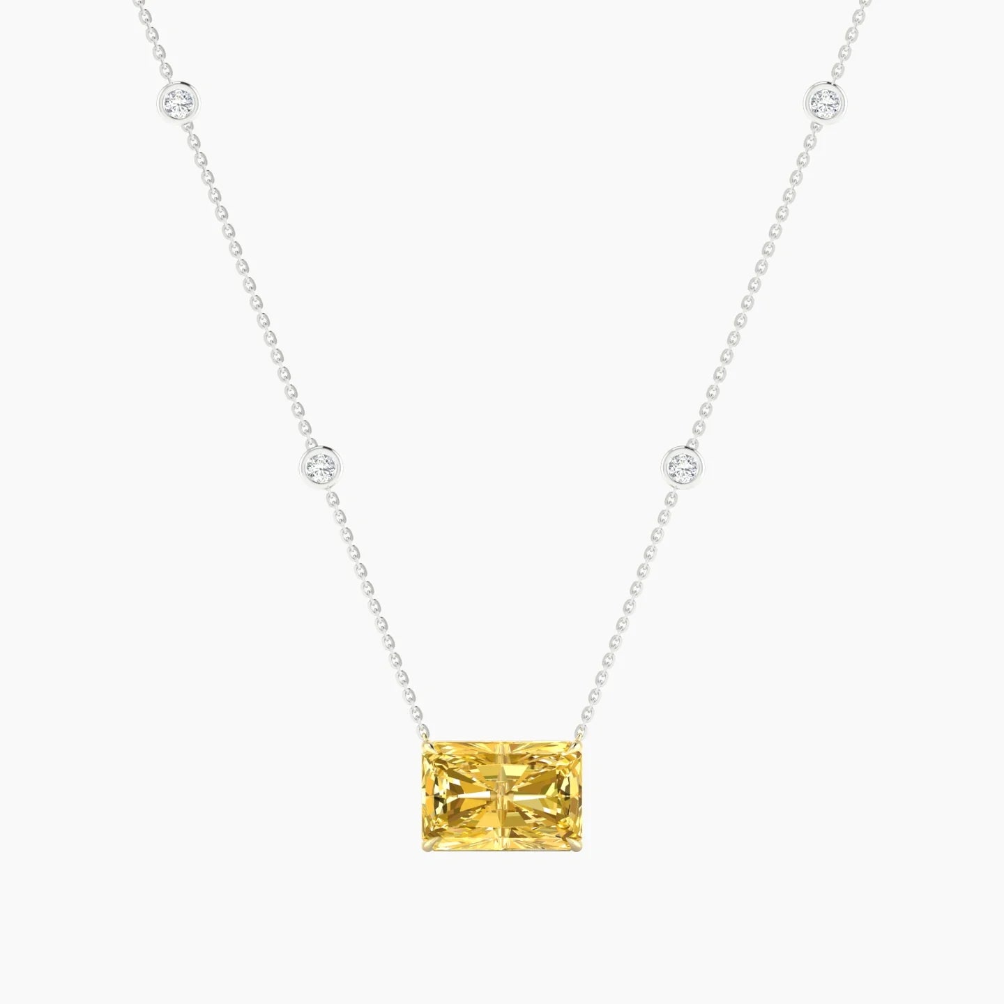 Solitaire with Sautoir | 18k White & Yellow Gold 5 ct Yellow Lab Diamond Radiant Cut Pendant