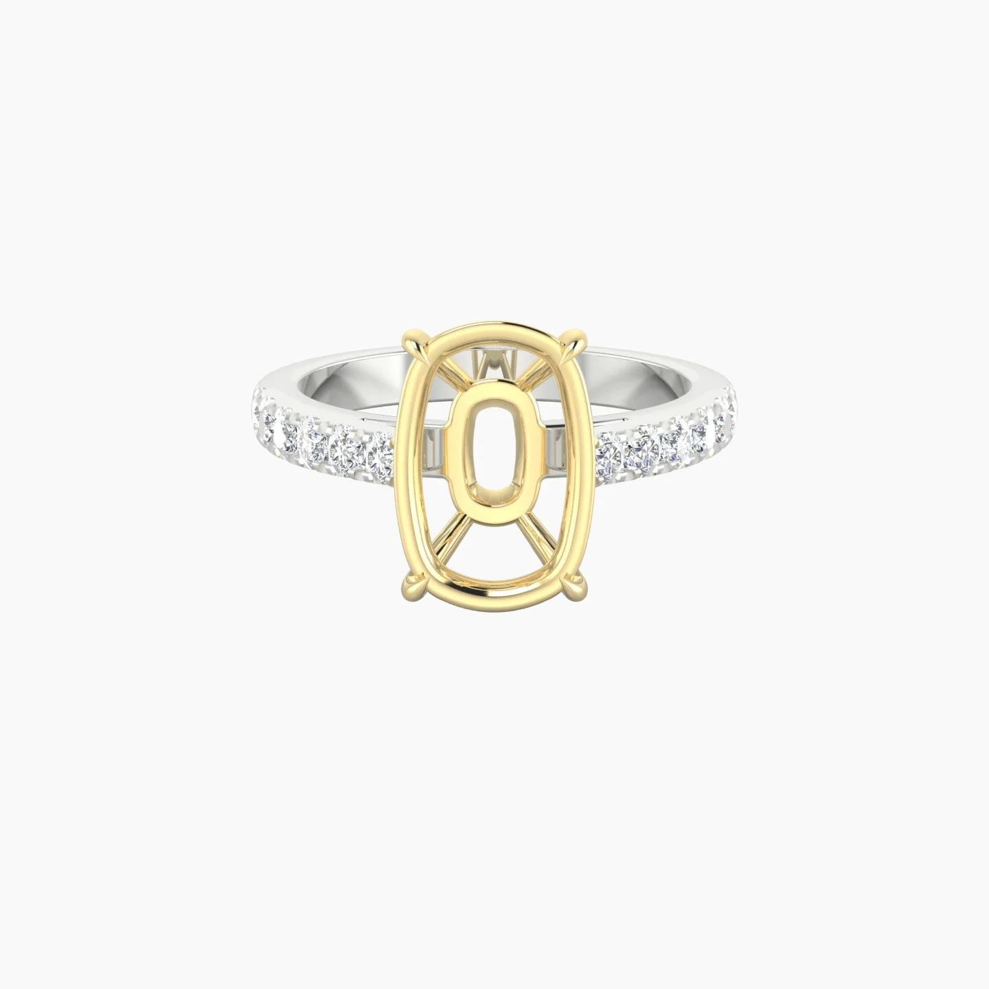 Straight Shank | 18k White & Yellow Gold 5-7.99 ct Cushion Cut Ring Setting