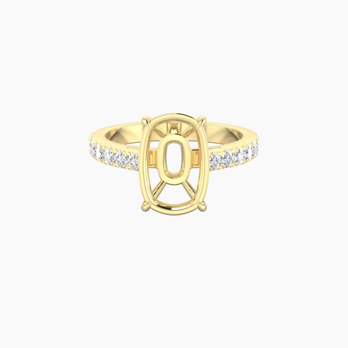 Straight Shank | 18k Yellow Gold 5-7.99 ct Cushion Cut Ring Setting