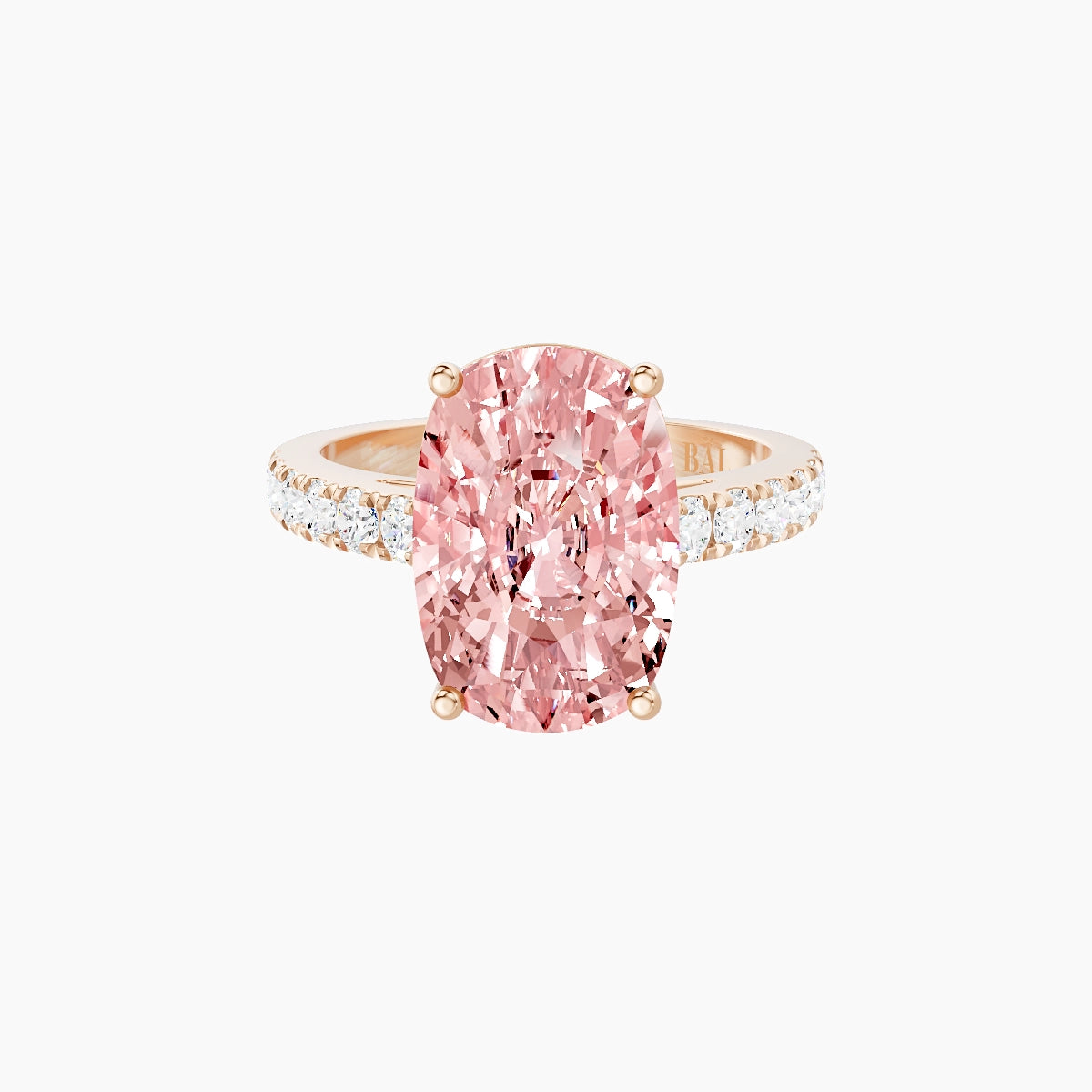 Straight Shank | 18k Rose Gold 5 ct Cushion Pink Lab Diamond Ring