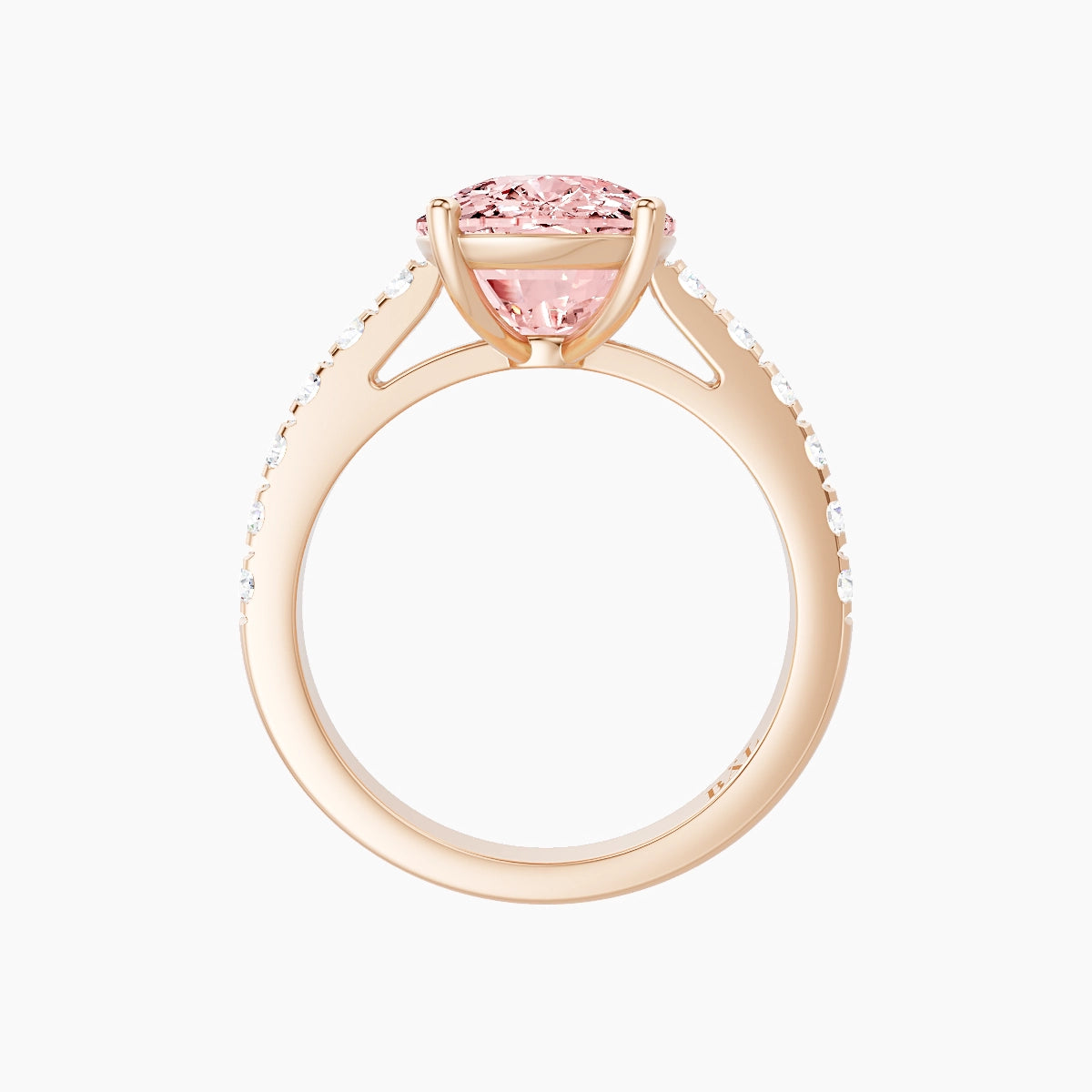 Straight Shank | 18k Rose Gold 5 ct Cushion Pink Lab Diamond Ring