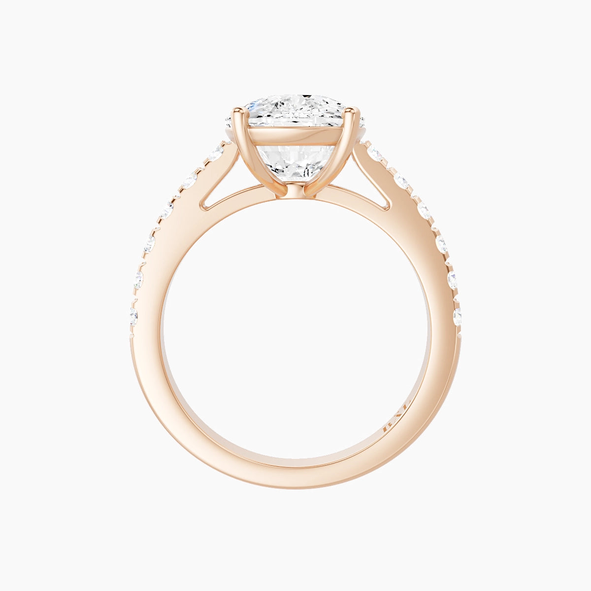 Straight Shank | 18k Rose Gold 5 ct Cushion White Lab Diamond Ring