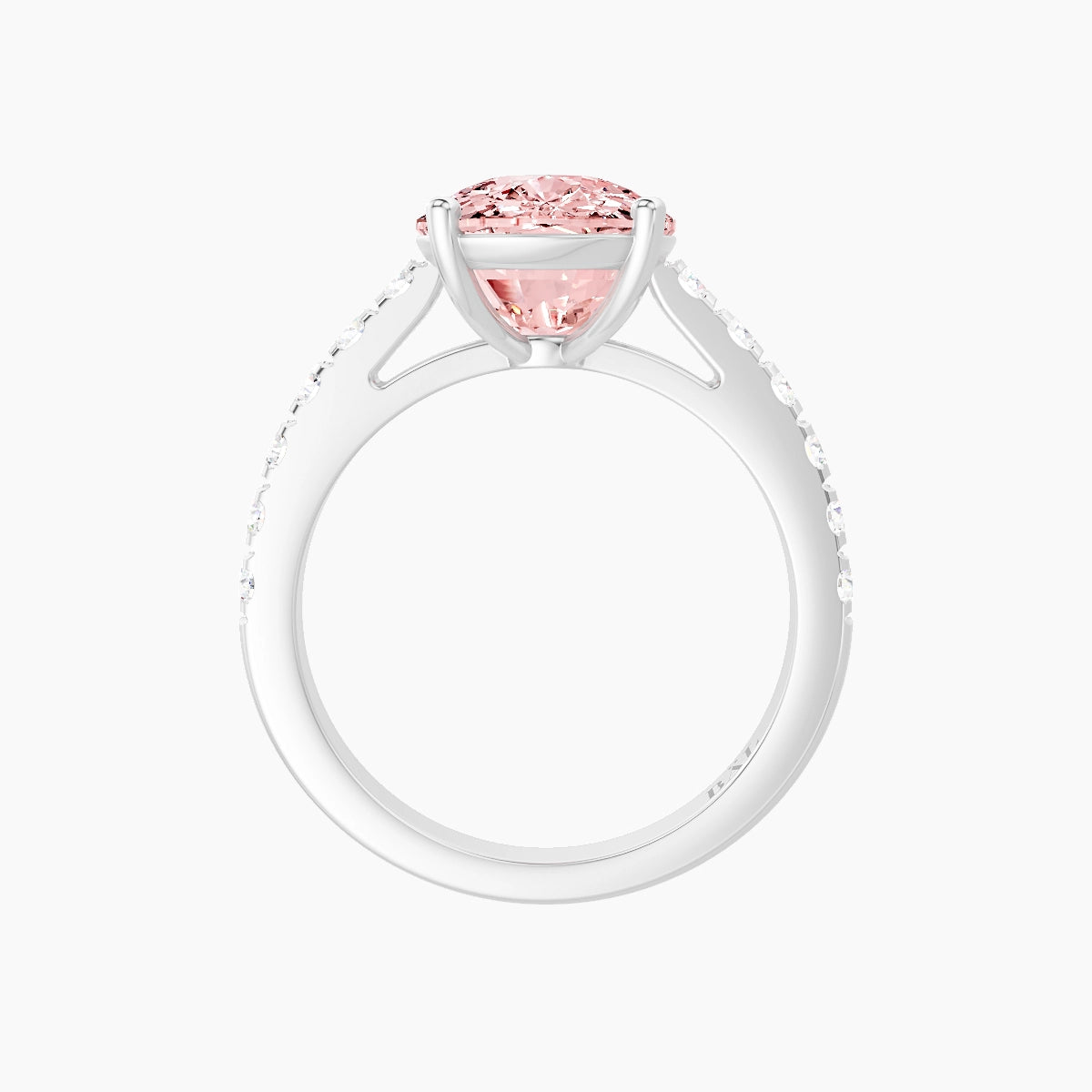 Straight Shank | 18k White Gold 5 ct Cushion Pink Lab Diamond Ring