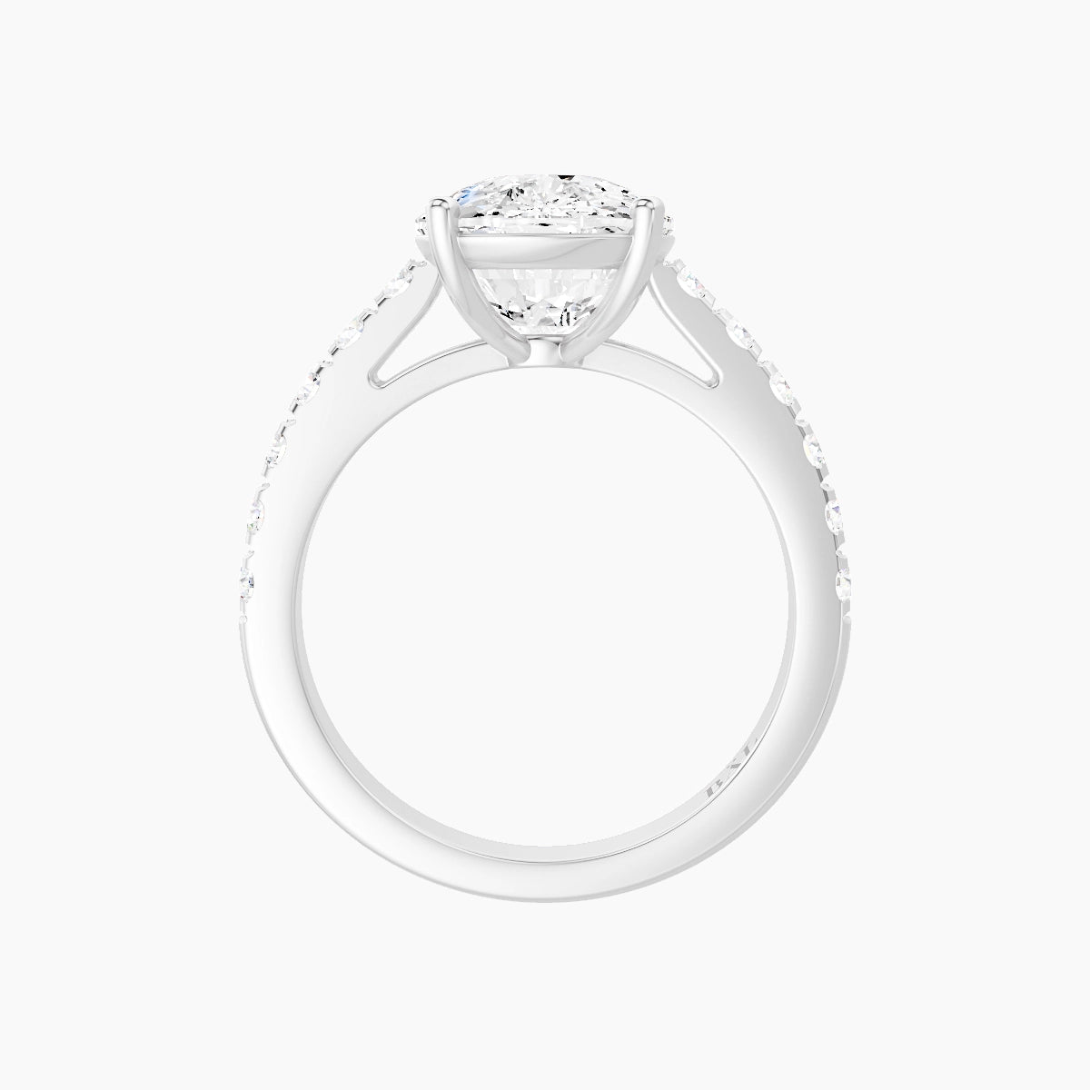 Straight Shank | 18k White Gold 5 ct Cushion White Lab Diamond Ring
