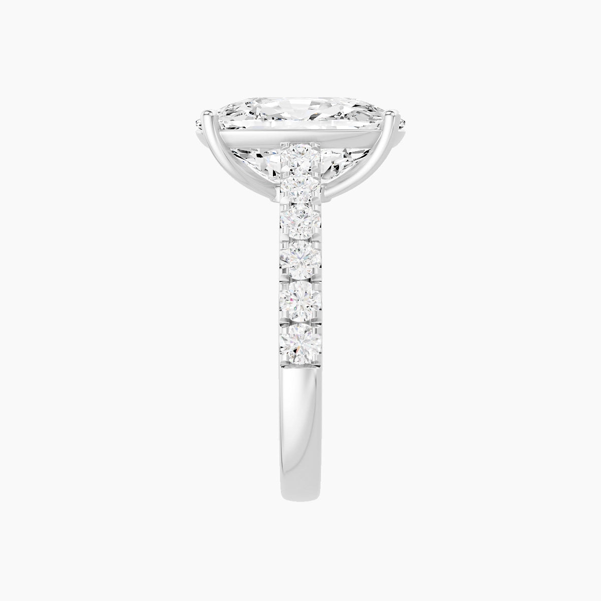 Straight Shank | 18k White Gold 5 ct Cushion White Lab Diamond Ring