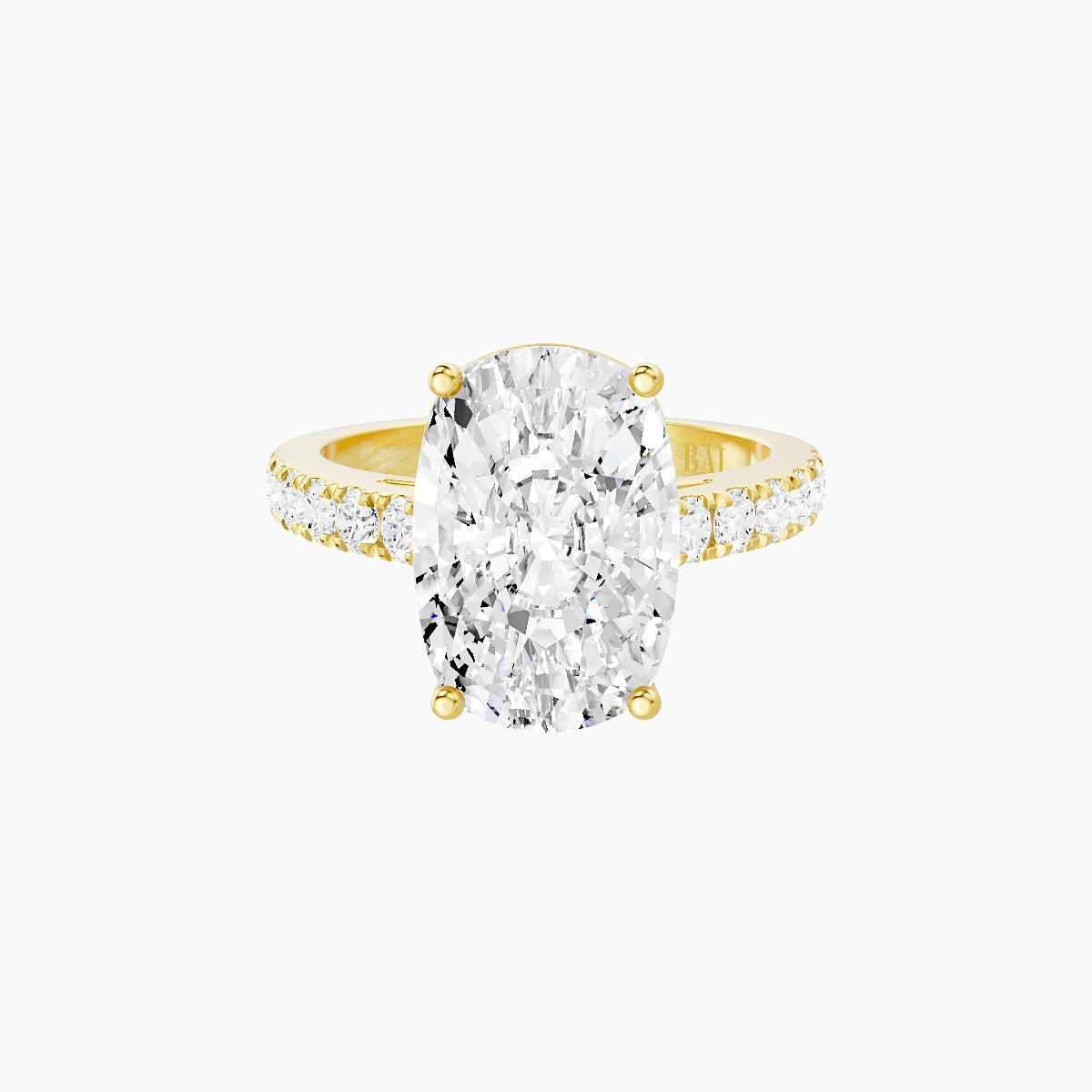 Straight Shank | 18k Yellow Gold 5 ct Cushion White Lab Diamond Ring