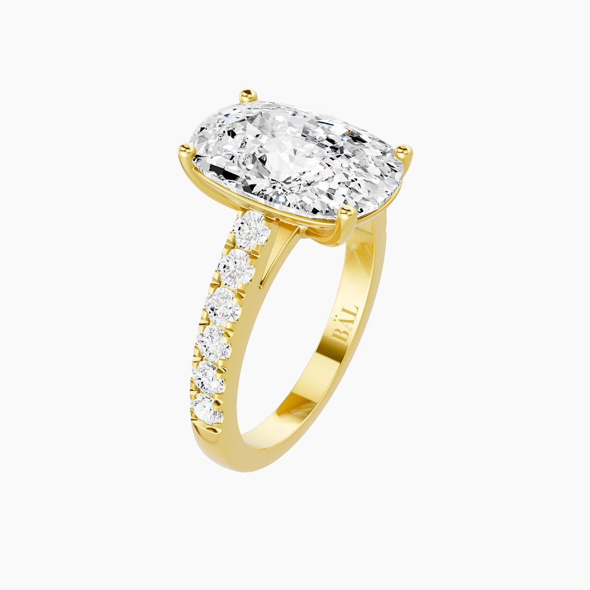 Straight Shank | 18k Yellow Gold 5 ct Cushion White Lab Diamond Ring