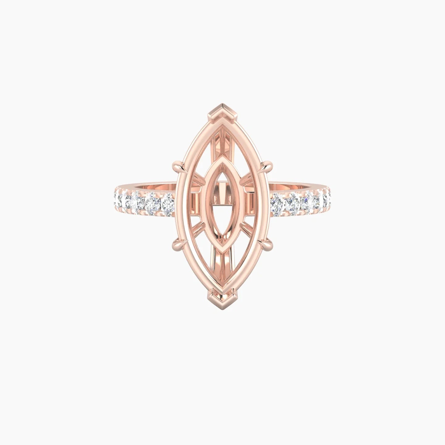 Straight Shank | 18k Rose Gold 5-7.99 ct Marquise Cut Ring Setting