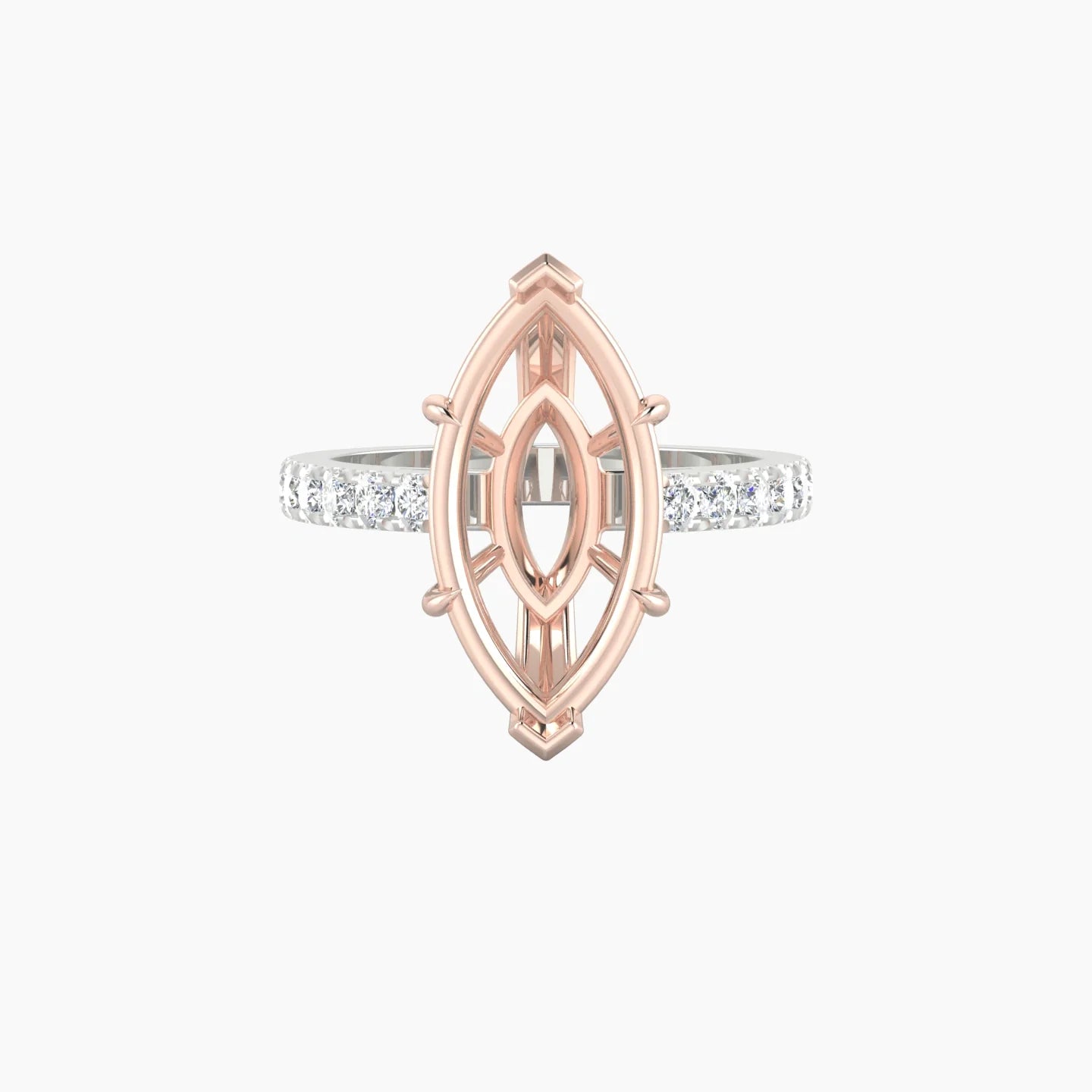 Straight Shank | 18k White & Rose Gold 5-7.99 ct Marquise Cut Ring Setting