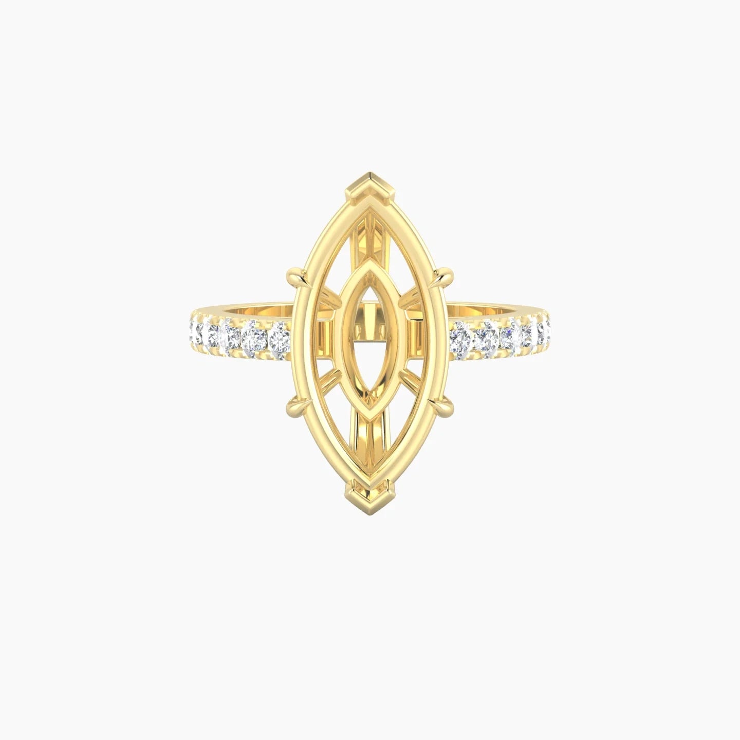 Straight Shank | 18k Yellow Gold 5-7.99 ct Marquise Cut Ring Setting
