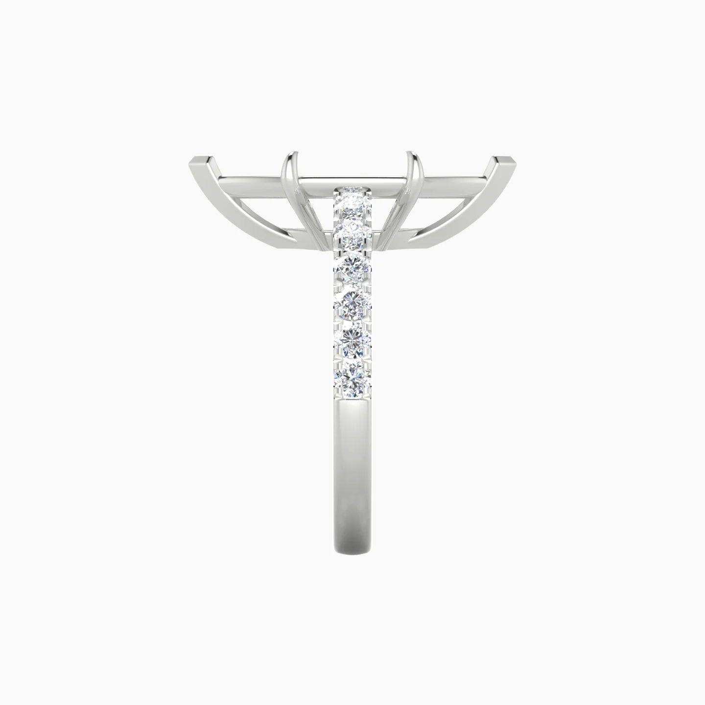 Straight Shank | 18k White Gold 5-7.99 ct Marquise Cut Ring Setting