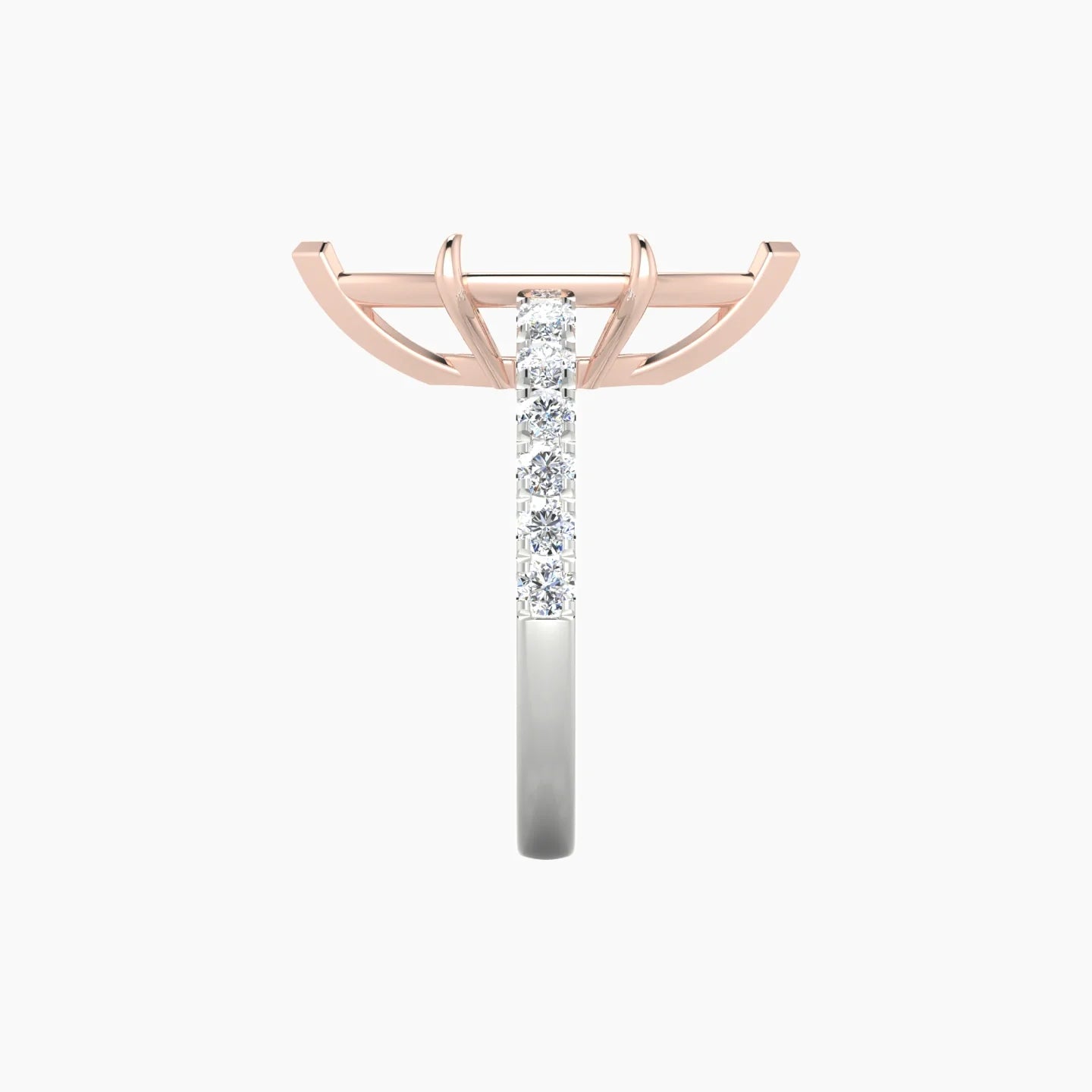 Straight Shank | 18k White & Rose Gold 5-7.99 ct Marquise Cut Ring Setting
