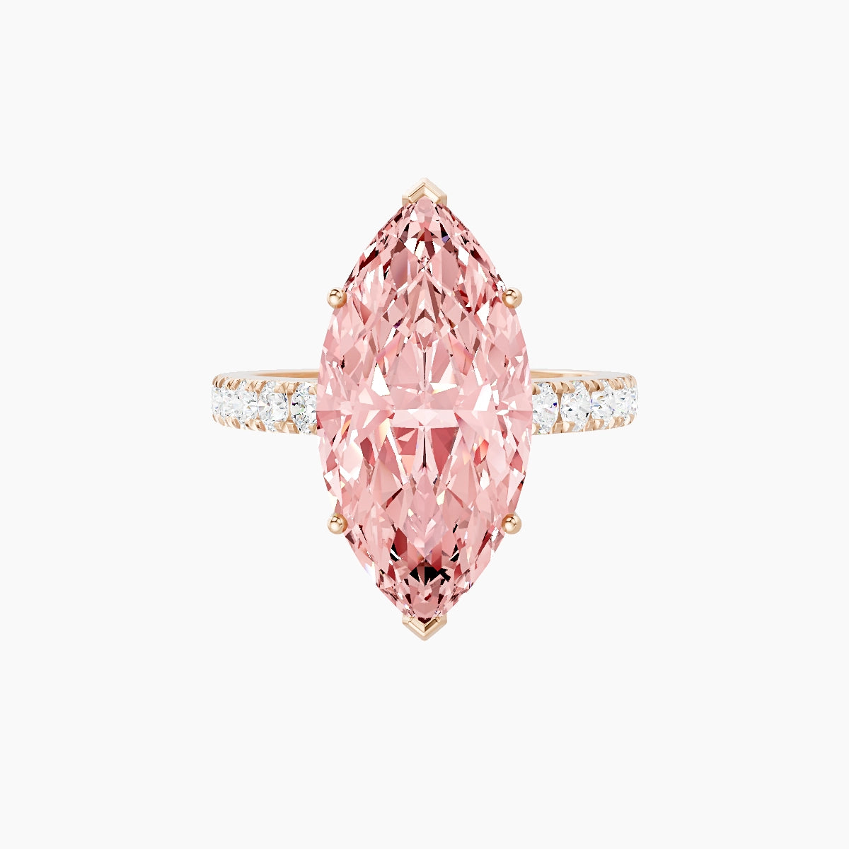 Straight Shank | 18k Rose Gold 5 ct Marquise Pink Lab Diamond Ring