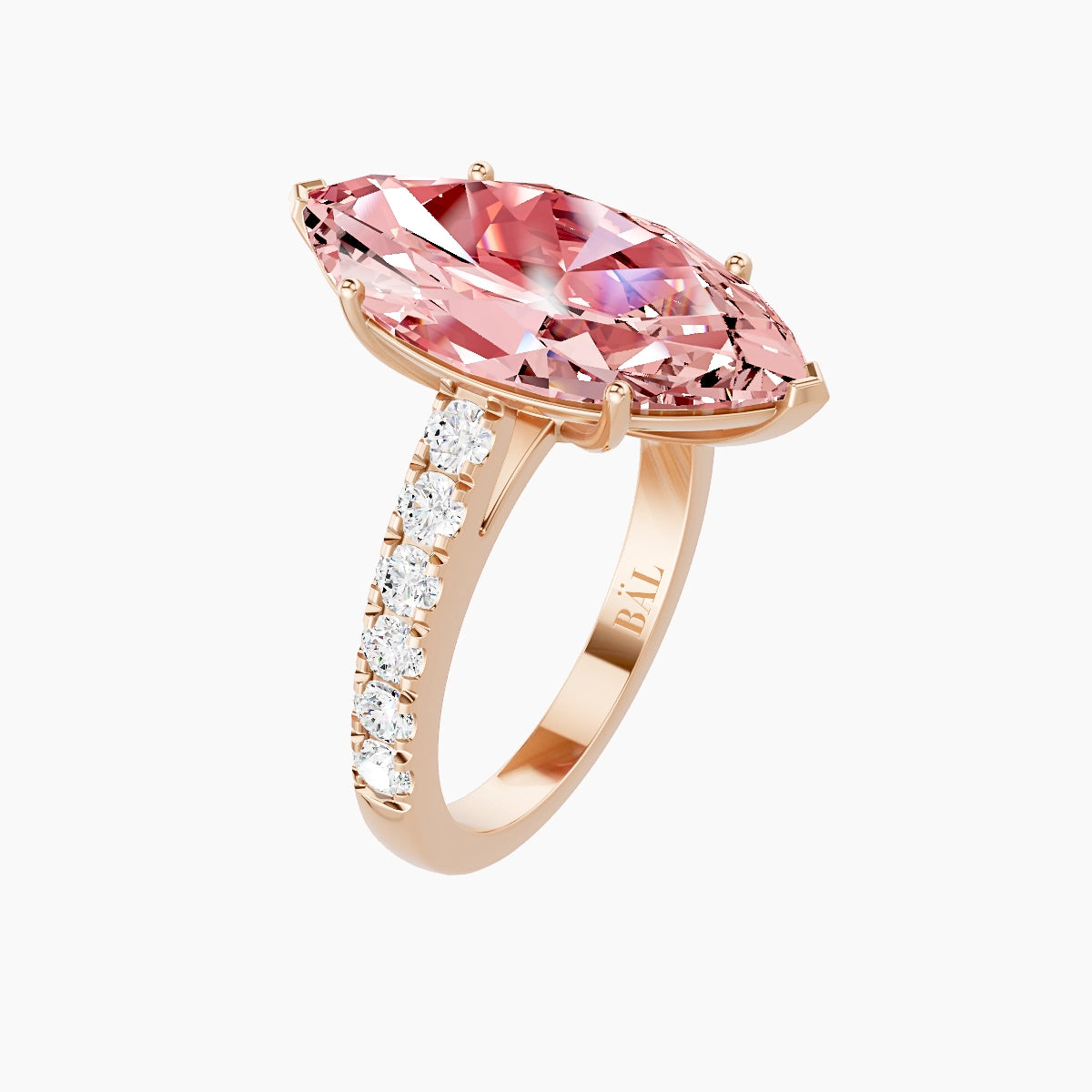 Straight Shank | 18k Rose Gold 5 ct Marquise Pink Lab Diamond Ring