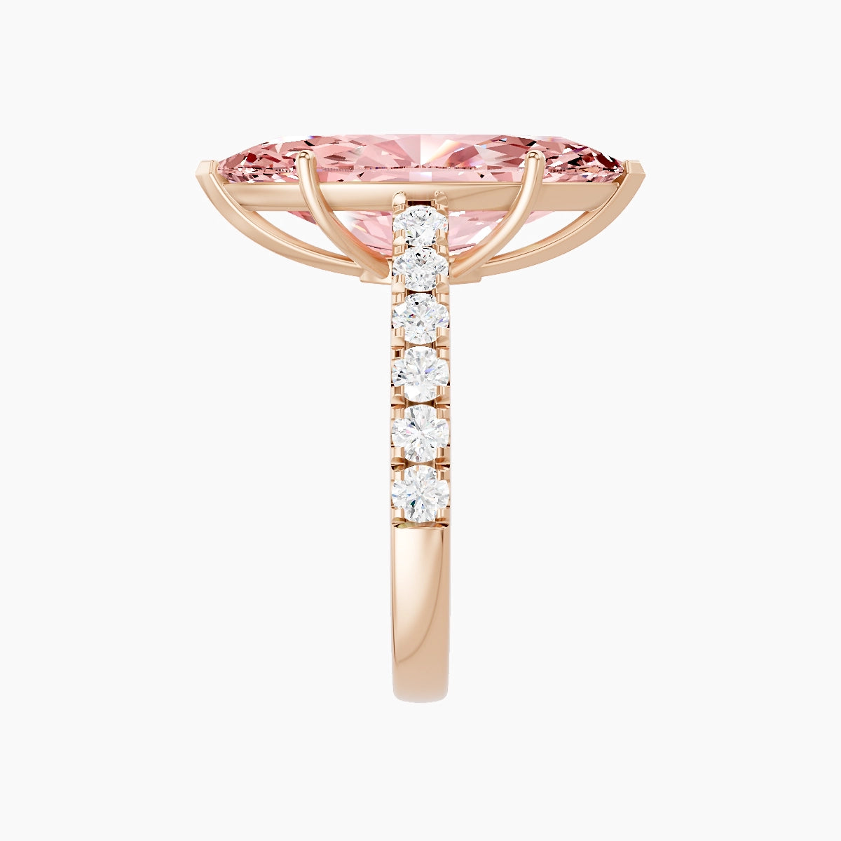 Straight Shank | 18k Rose Gold 5 ct Marquise Pink Lab Diamond Ring