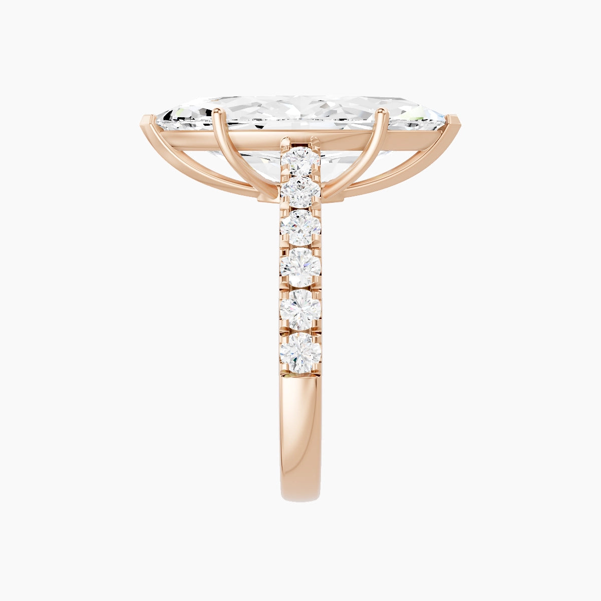 Straight Shank | 18k Rose Gold 5 ct Marquise White Lab Diamond Ring